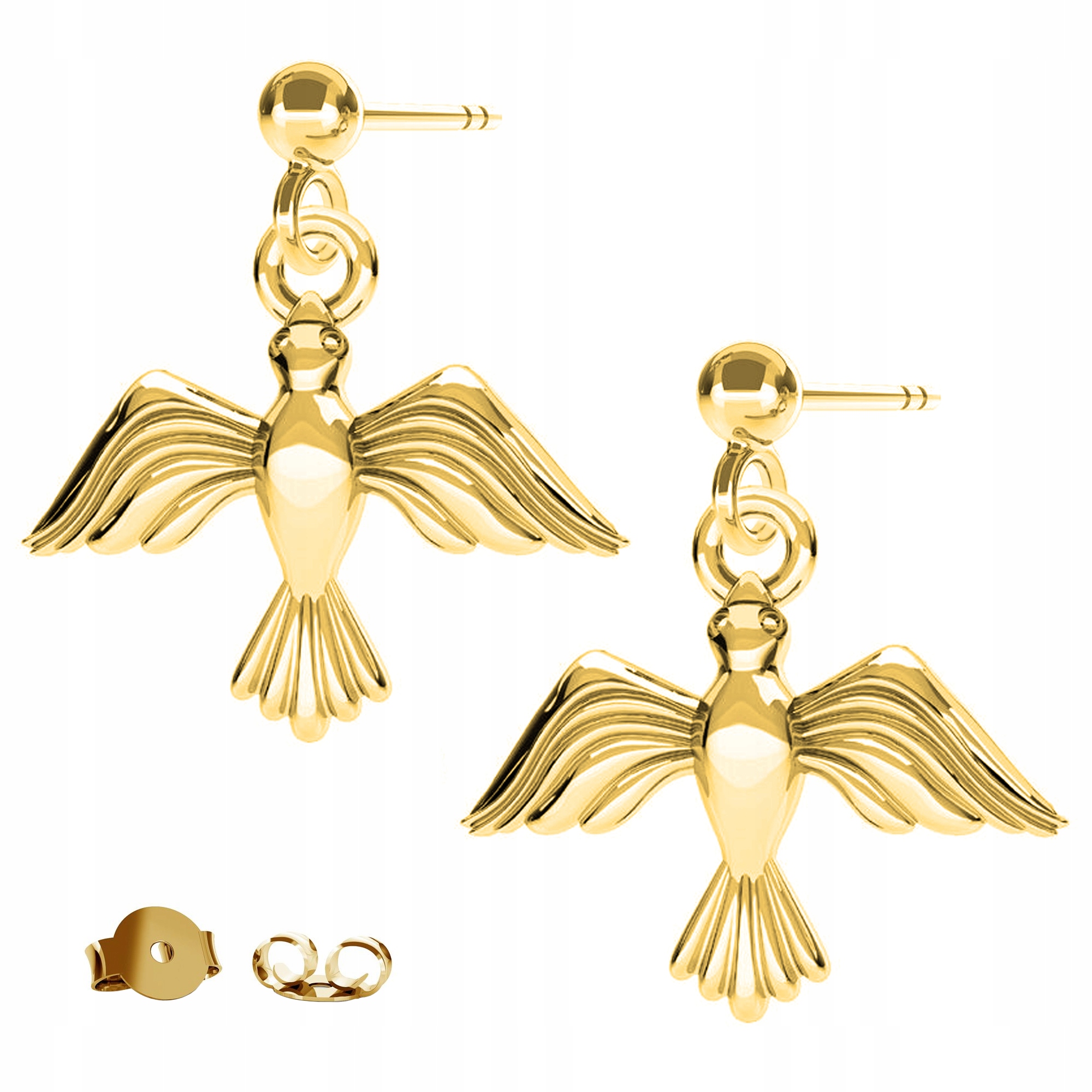 Zlaté Náušnice Ptáčci Ptáček ze stříbra 925