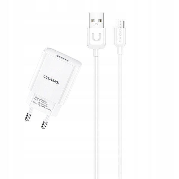 Usams Ładowarka sieciowa 2,1A kabel microUSB