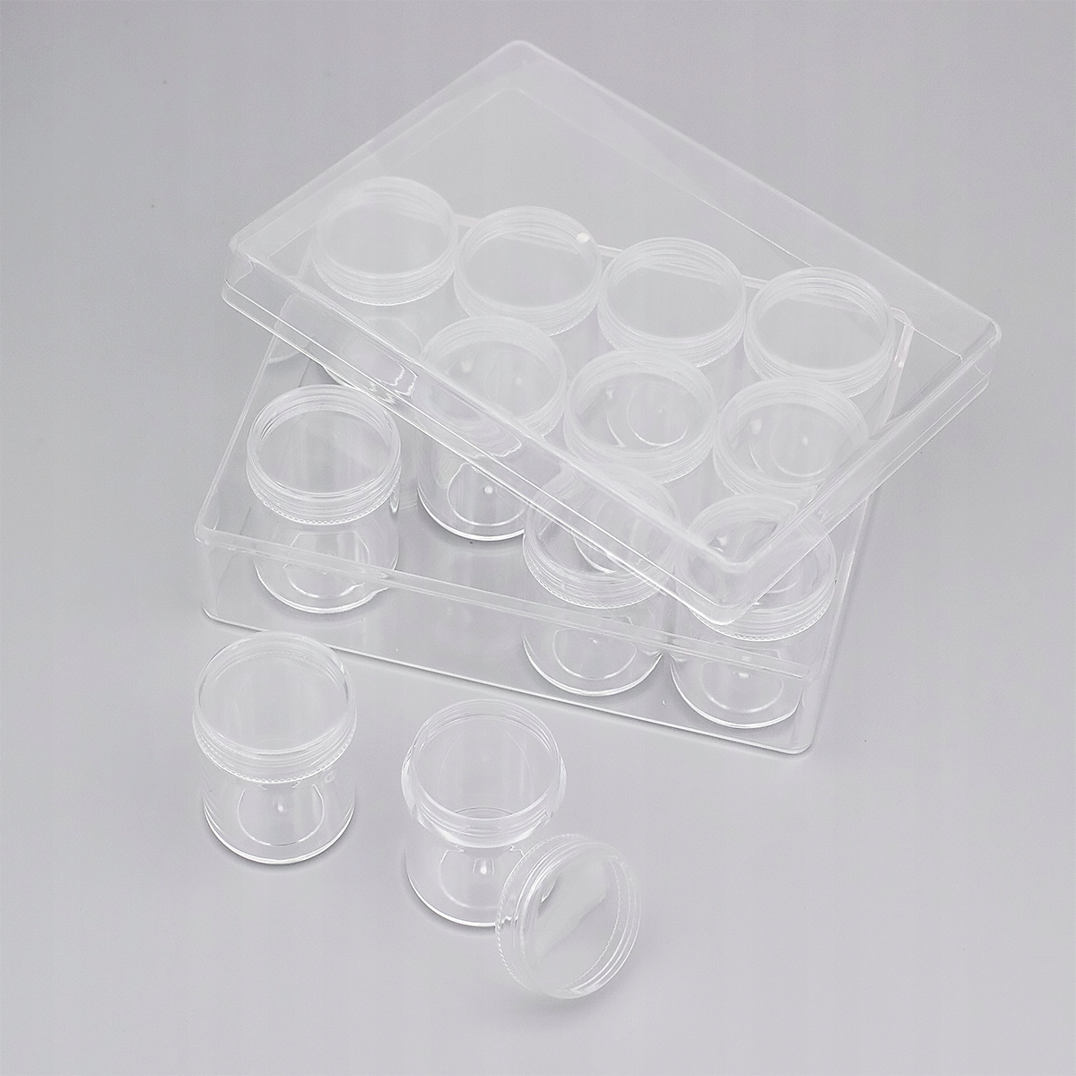 Pojemnik z Słoika na Koraliki, Dżety, Plastik, 16x12x5.5cm, 20ml, 12szt/set