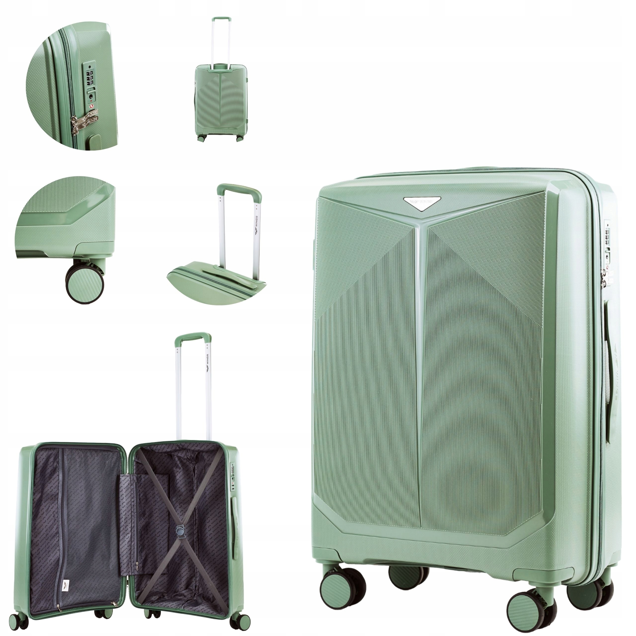 Walizka podróżna średnia Wings bagaż 4 kółka Tsa polipropylen lekka stylowa