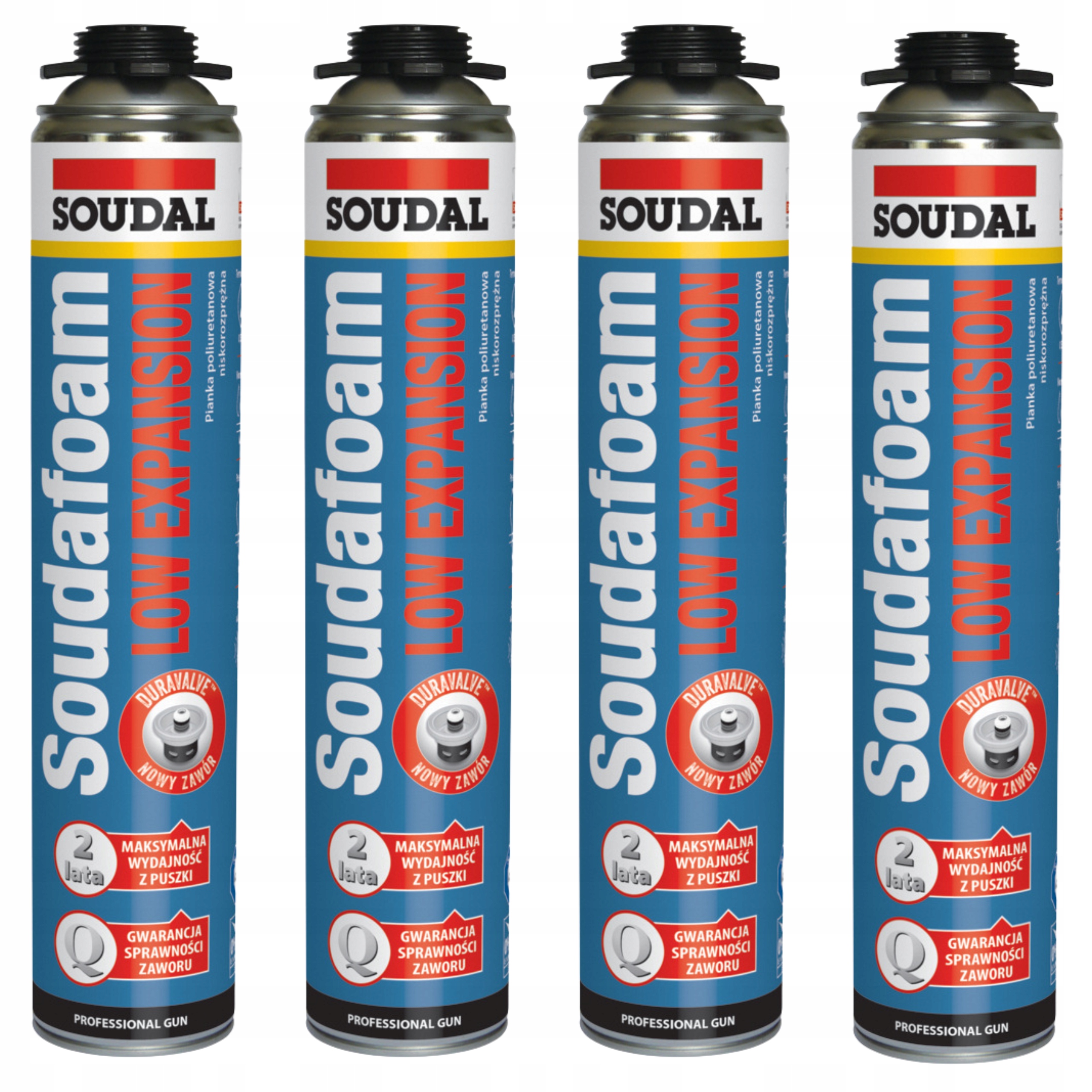 Montážní pěna Soudal Nízkotlaká pistolová pěna 750 ml, sada 4 ks