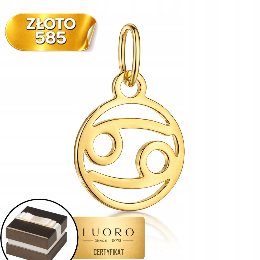 Zlatý Přívěsek 585 14K Znamení Zvěrokruhu Rak 20 MM Žluté Zlato Elegantní