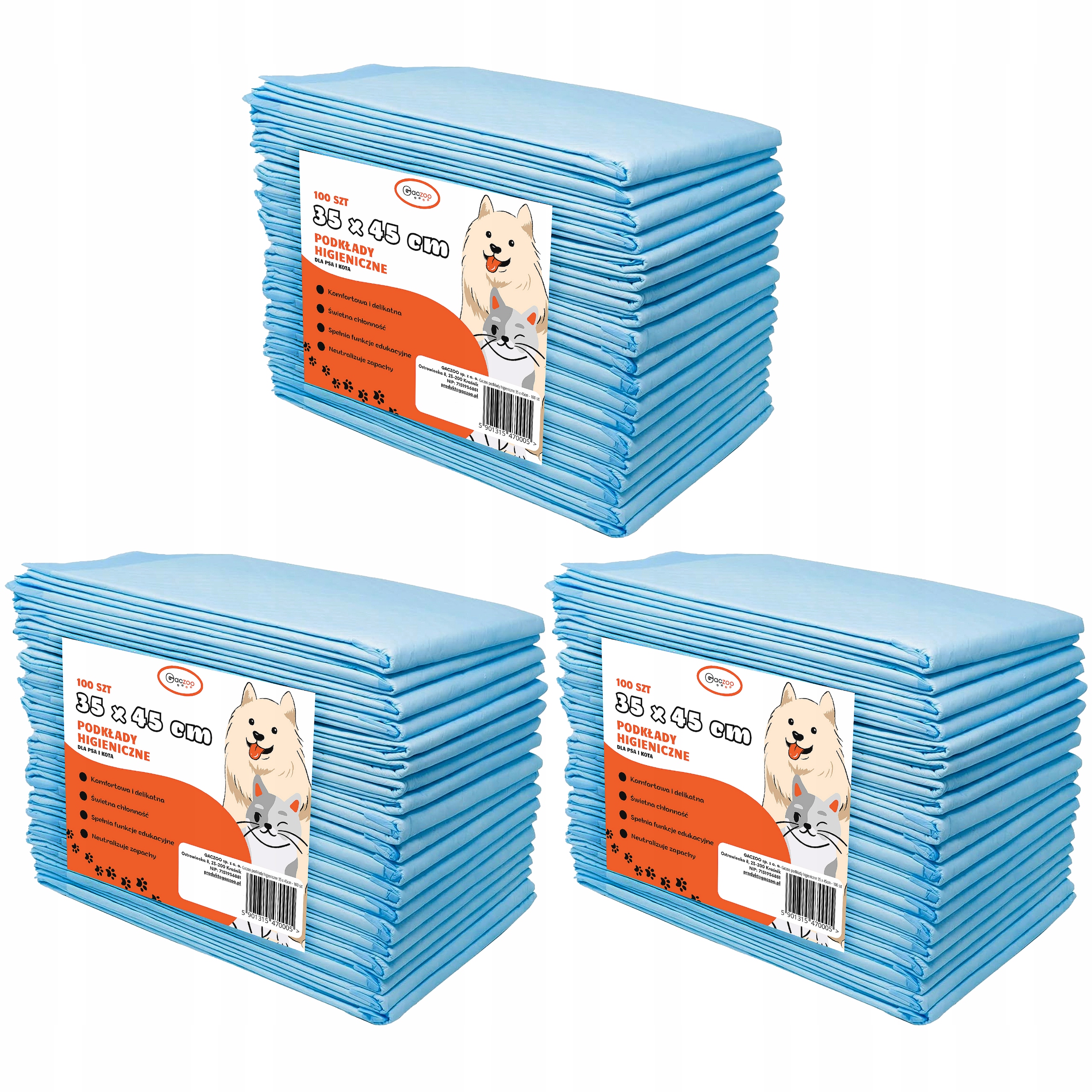 Levně Hygienické podložky pro psa a kočku absorpční podložky 35 x 45 cm 300 ks Gaczoo