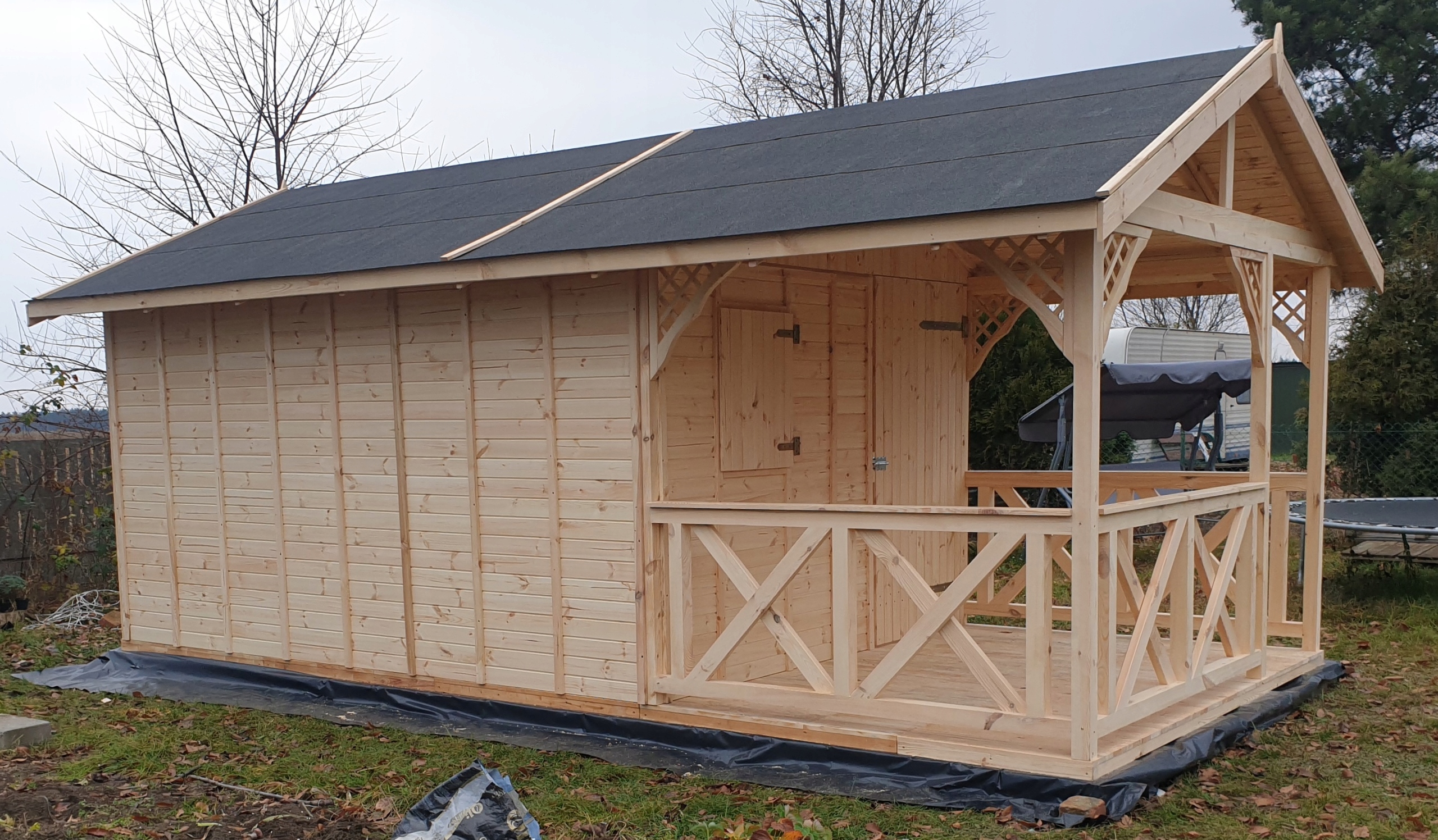 Domek letniskowy ogrodowy altana altanka 6x3 m ROD Materiał wykonania drewno