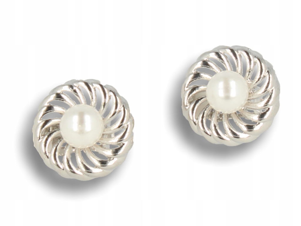 

Klipsy do uszu srebrne z białą perełką