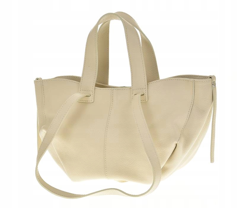 Dámská kožená kabelka béžová shopper bag přes rameno klasická Vera Pelle