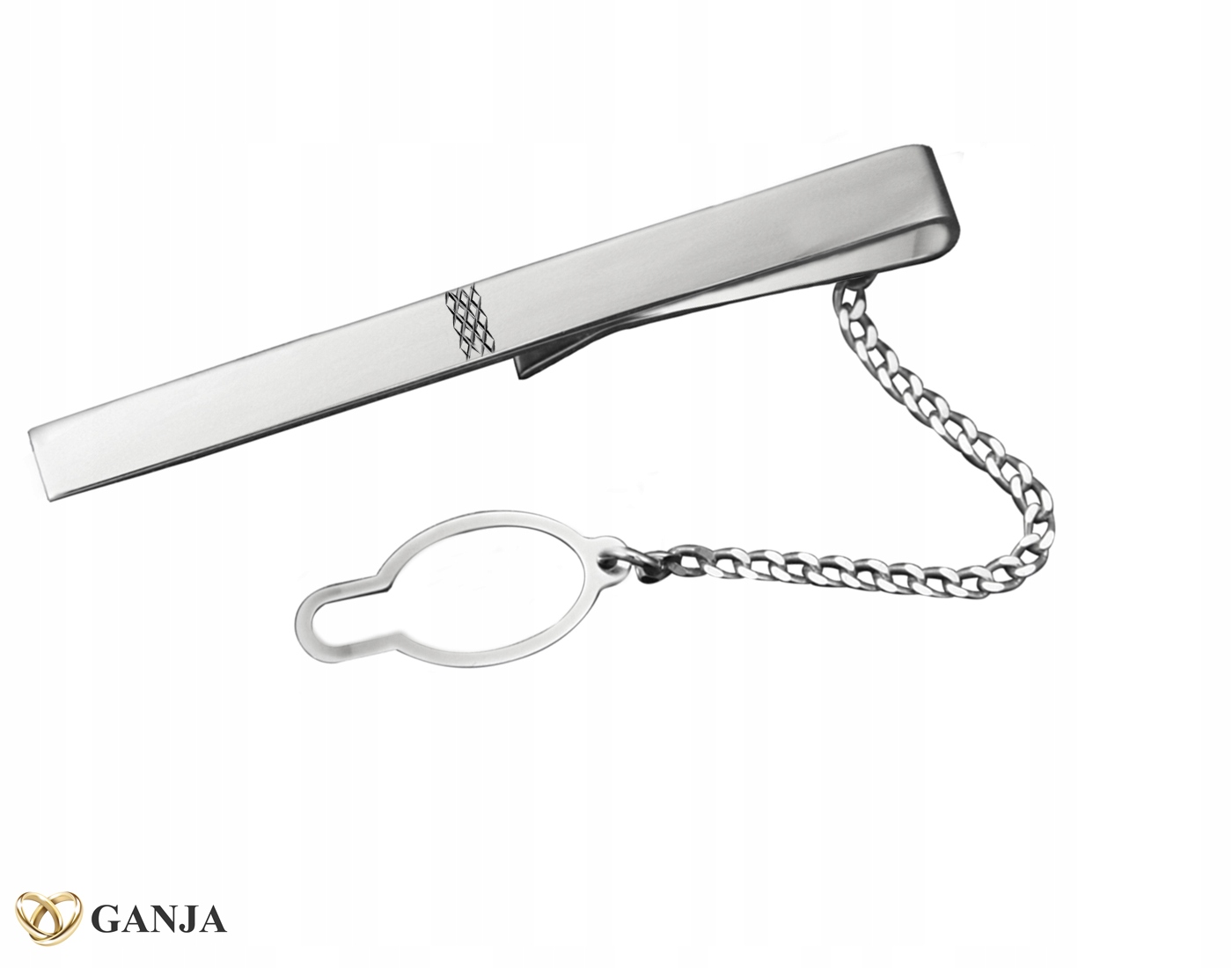 Rhodiovaná spona na kravatu 925+GRAVÍROVÁNÍ SK04