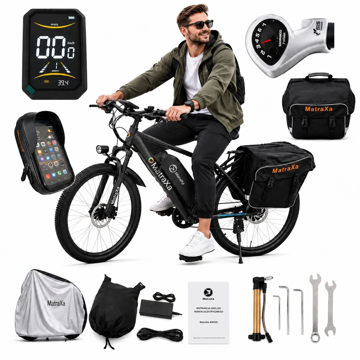 Rower eleketryczny Trekkingowy 36V 250W Damski Męski do 130km Koła 27,5