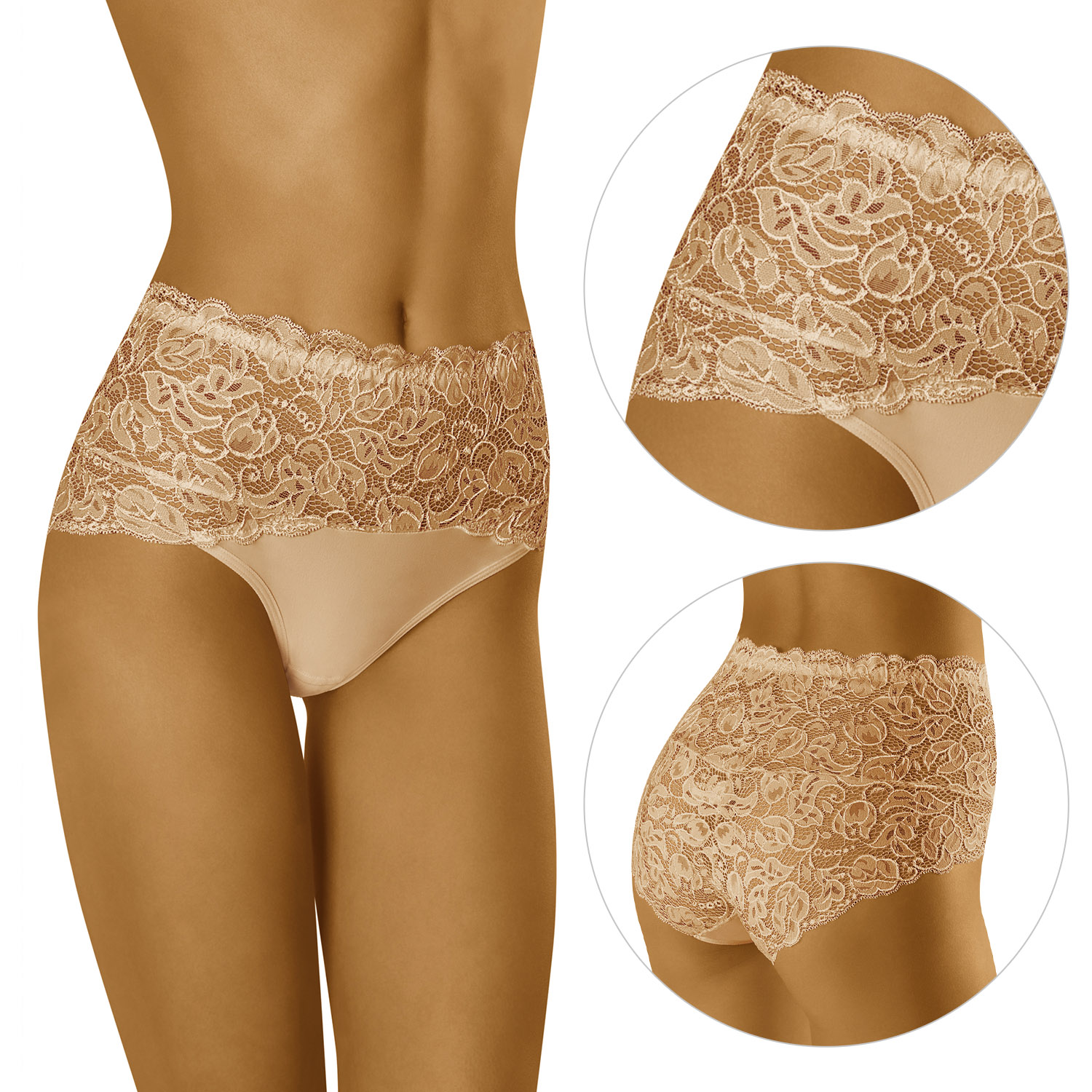 

Wol-Bar Teri beż M Majtki wysokie figi