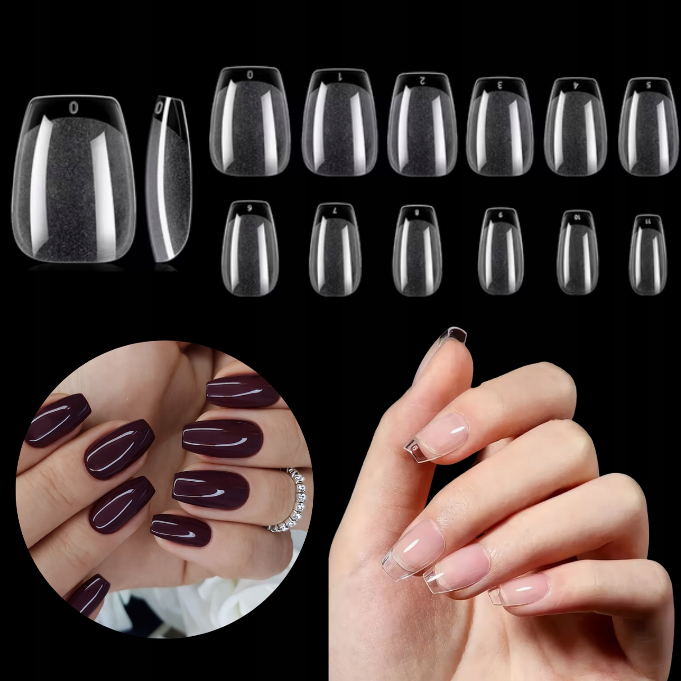 Тіпси Flexible 120 штуки балерина безбарвні Coffin Soft Gel короткі під гель — фото 9