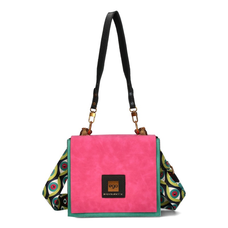 Ego Dámská kabelka Přes Rameno Kufřík přes rameno Kůže Klapka Semiš Fuchsiová