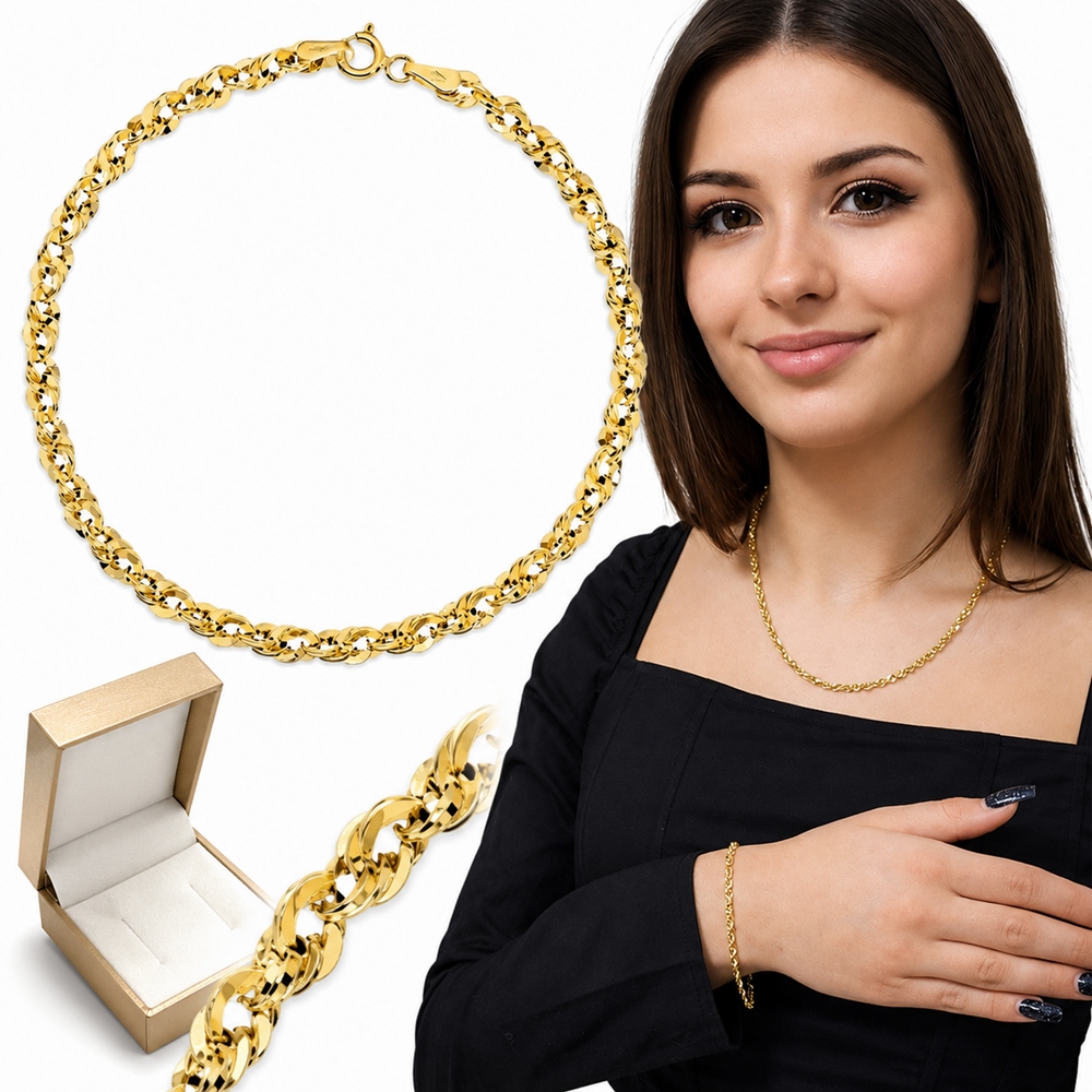 Bransoletka Złota Damska Irydia 3,80 mm Szeroka pr 585 Grawer
