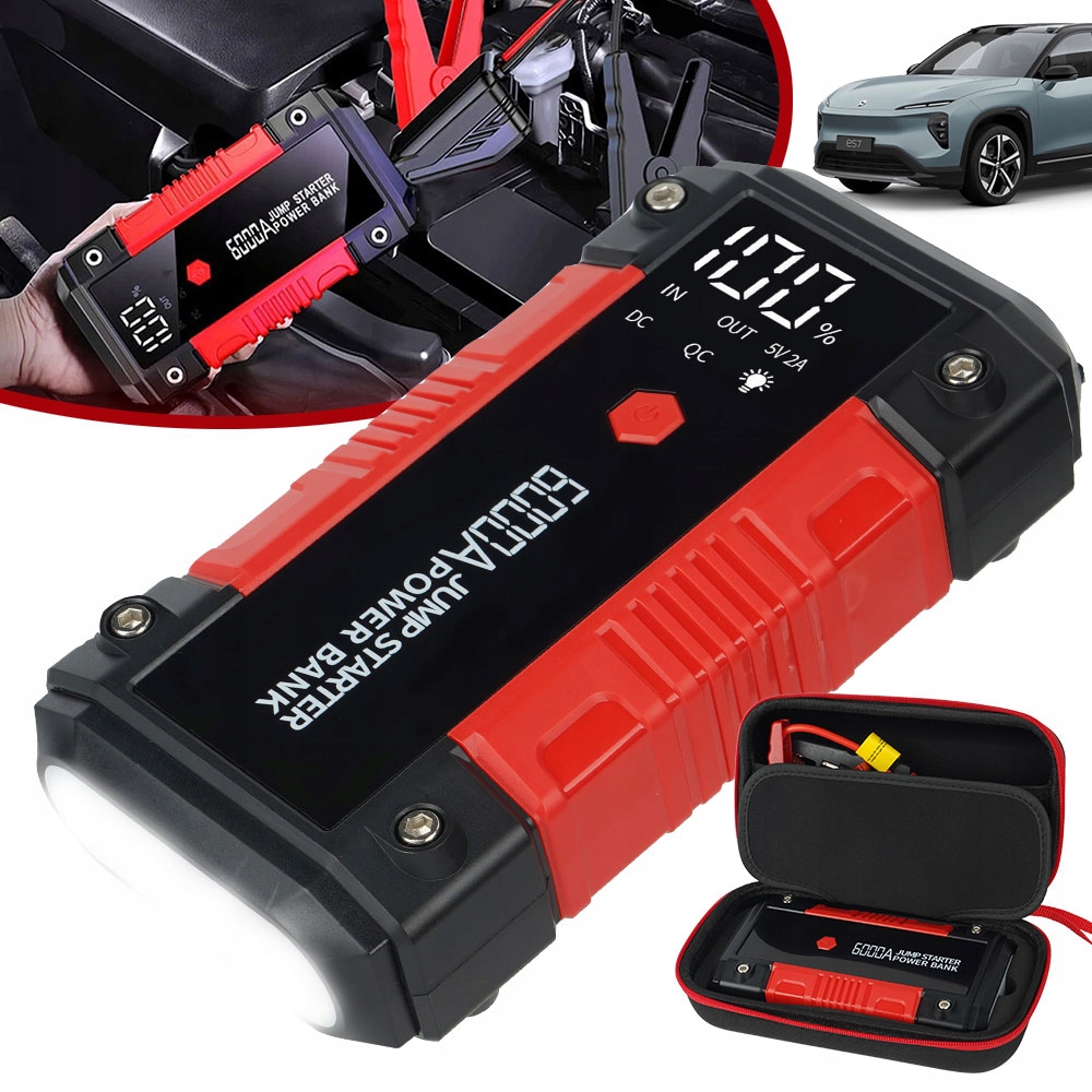 Silný Startér Startování Powerbanky Do Auta Led Světlem Odolný