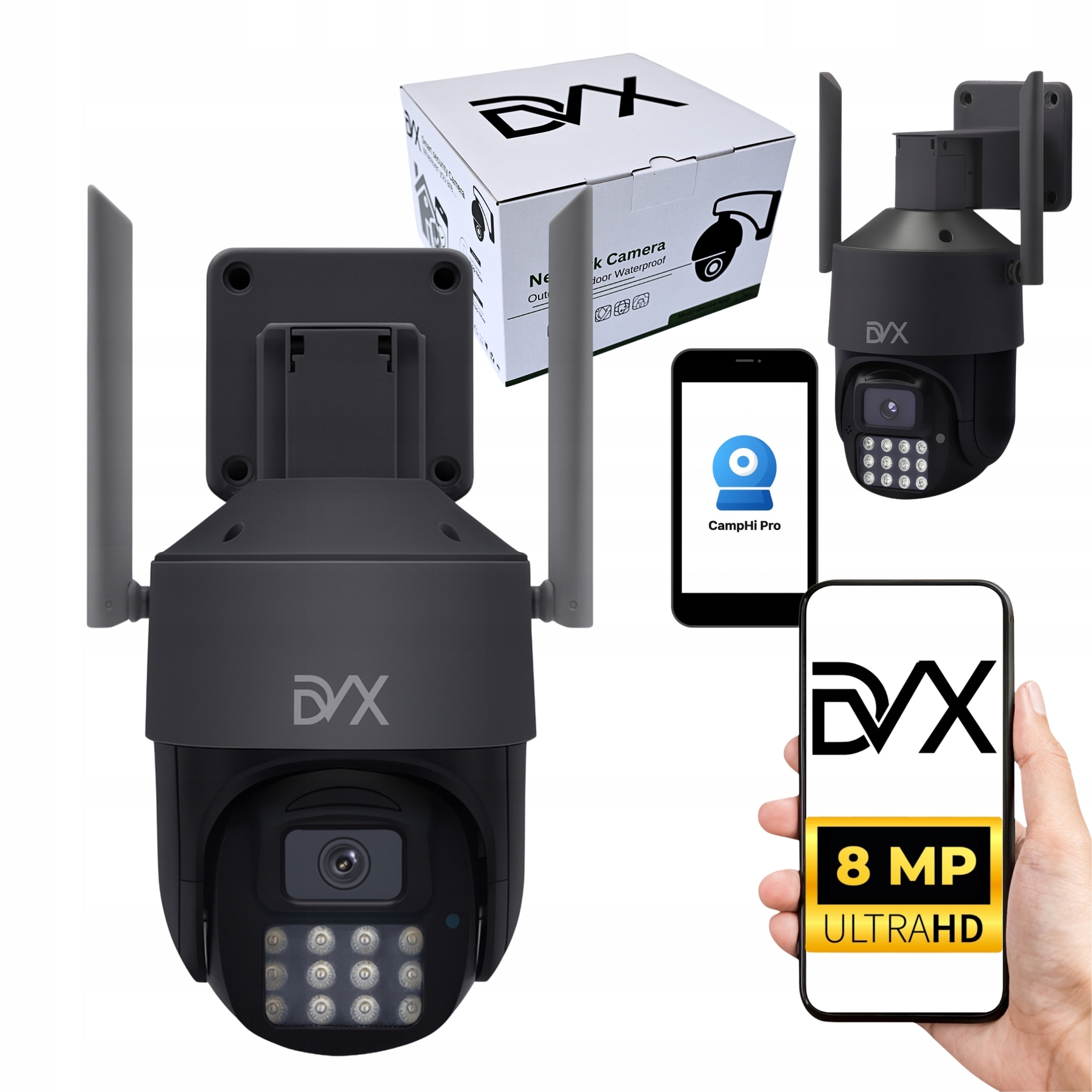 Wifi Síťová Kamera Detekce 8MPx Otočná Ptz Venkovní Voděodolná DVX