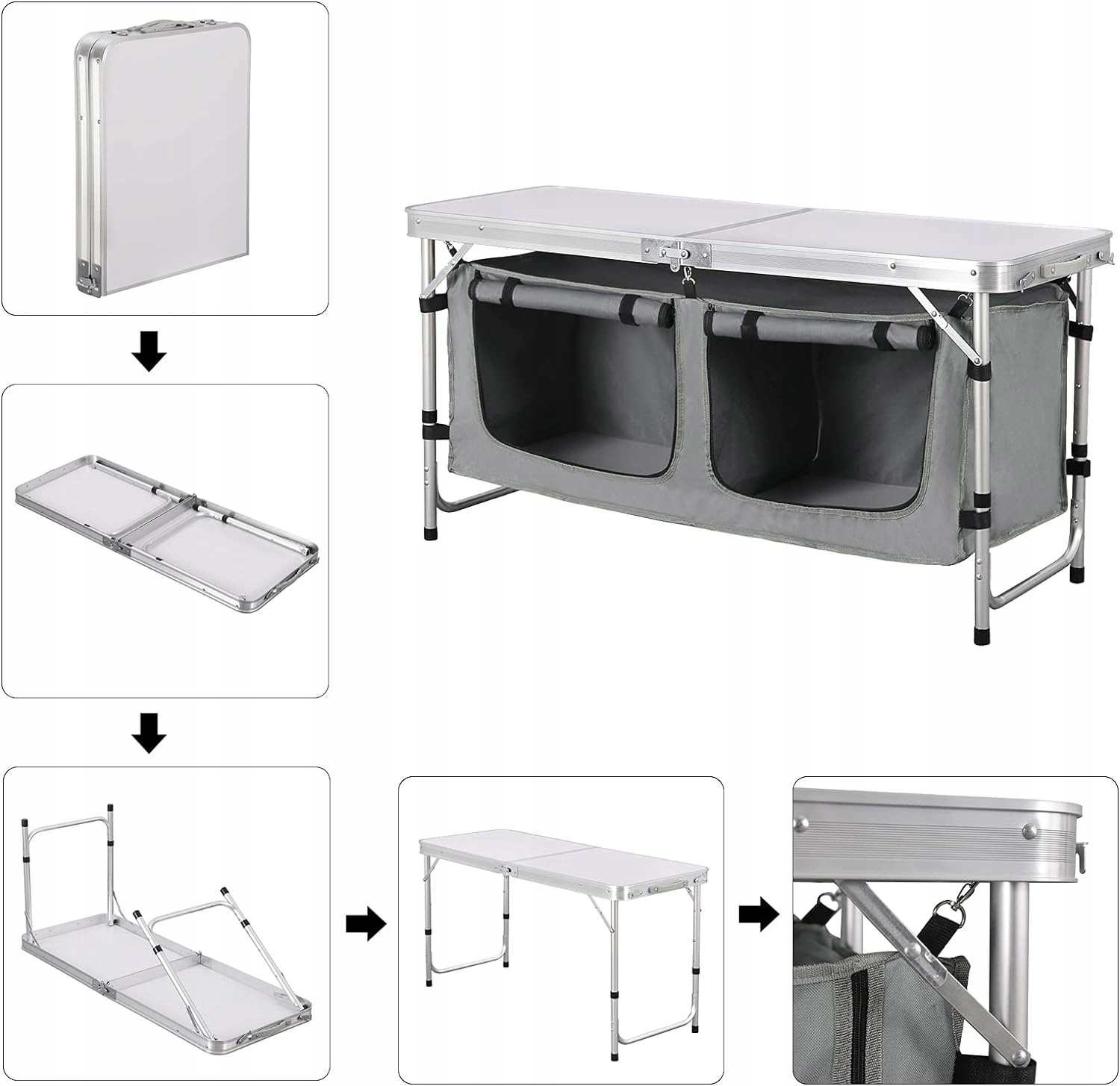 SKŁADANY STÓŁ CAMPINGOWY PRZENOŚNY TURYSTYCZNY STOLIK DO OGRODU + GRATIS Długość 120 cm