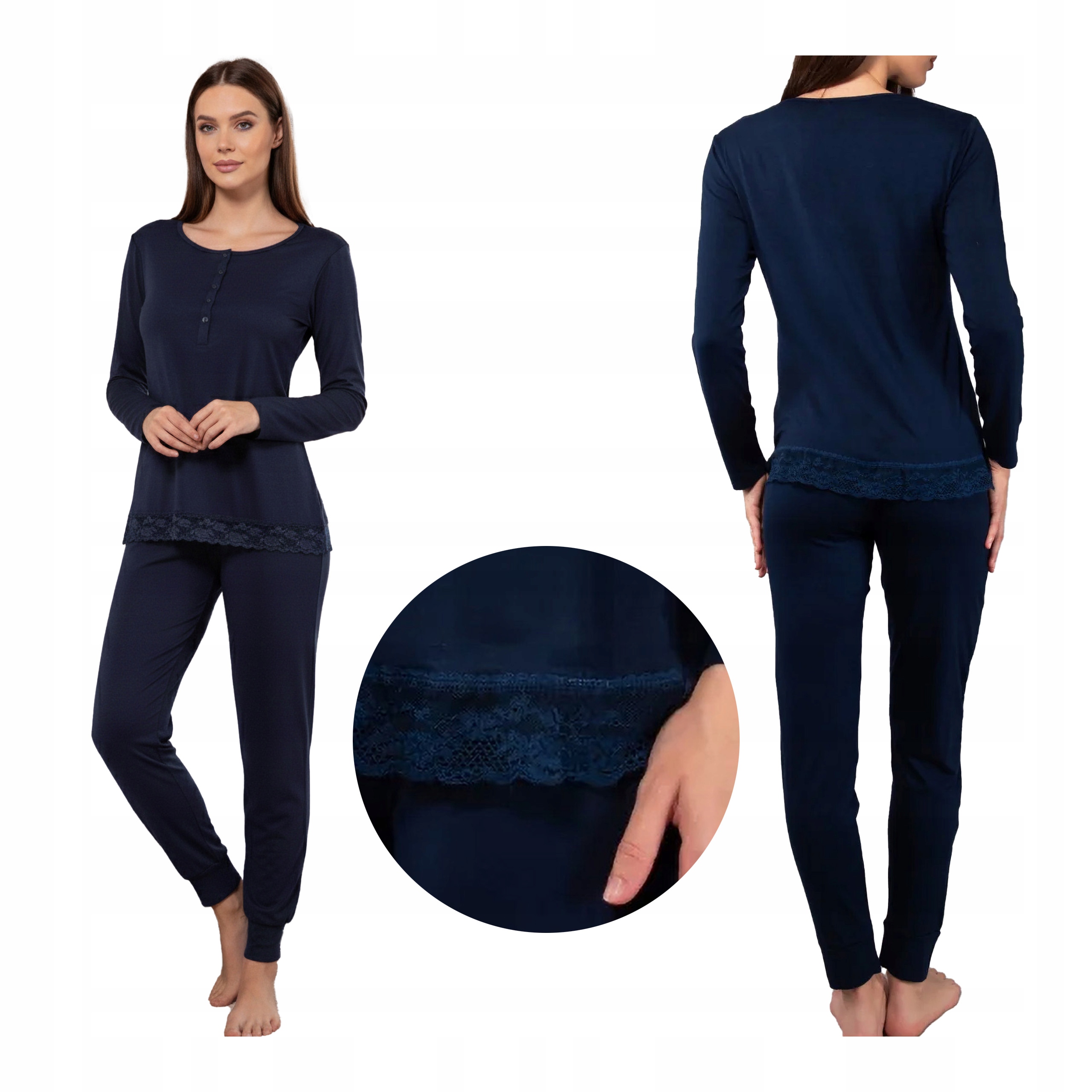 Dámské dvoudílné pyžamo s dlouhým rukávem 2XL z viskózy, zimní komplet Sielei