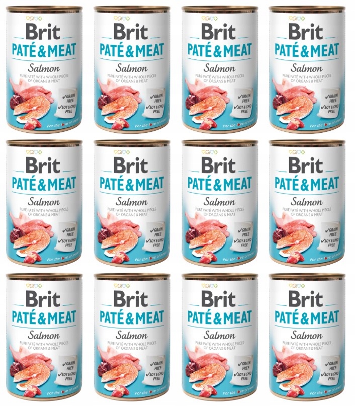 Levně Brit Pate Meat Salmon Vlhké Krmivo pro psy Losos 12x400g
