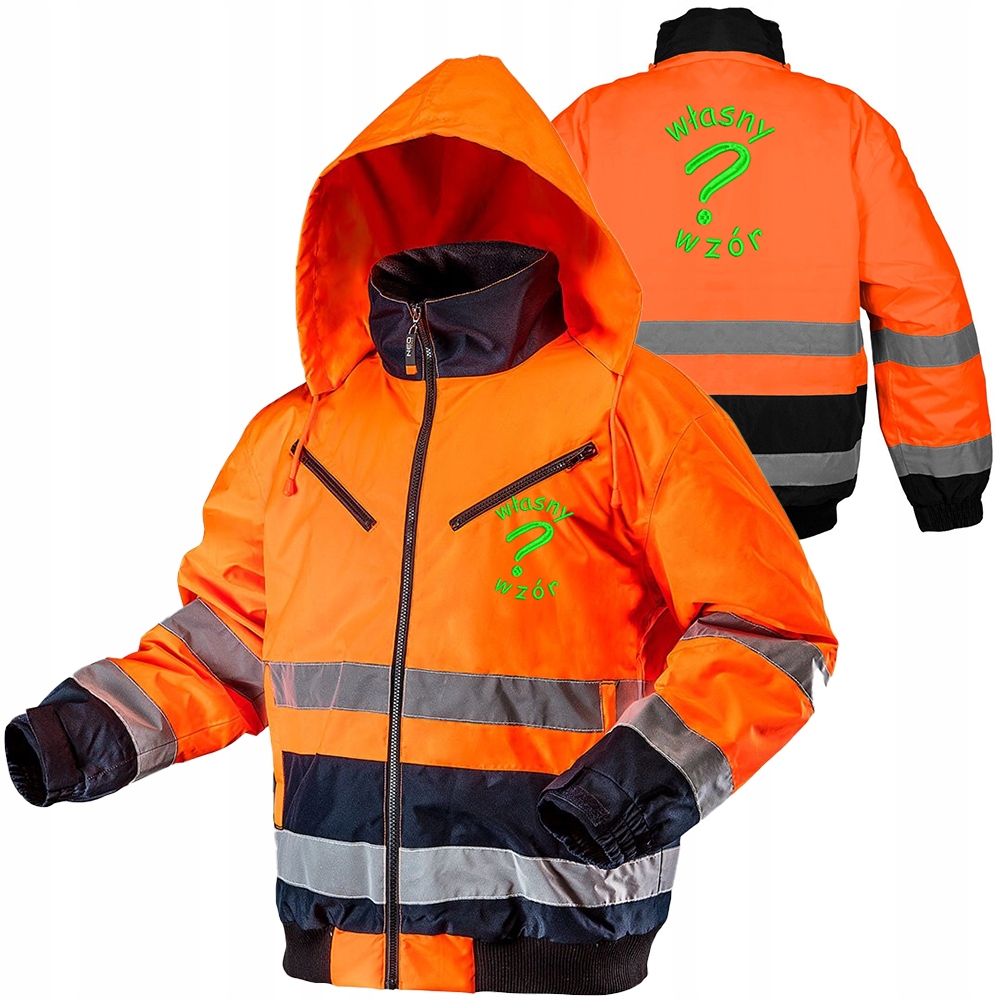 Reflexní zateplená pracovní bunda oranžová Neo s výšivkou vlastního vzoru