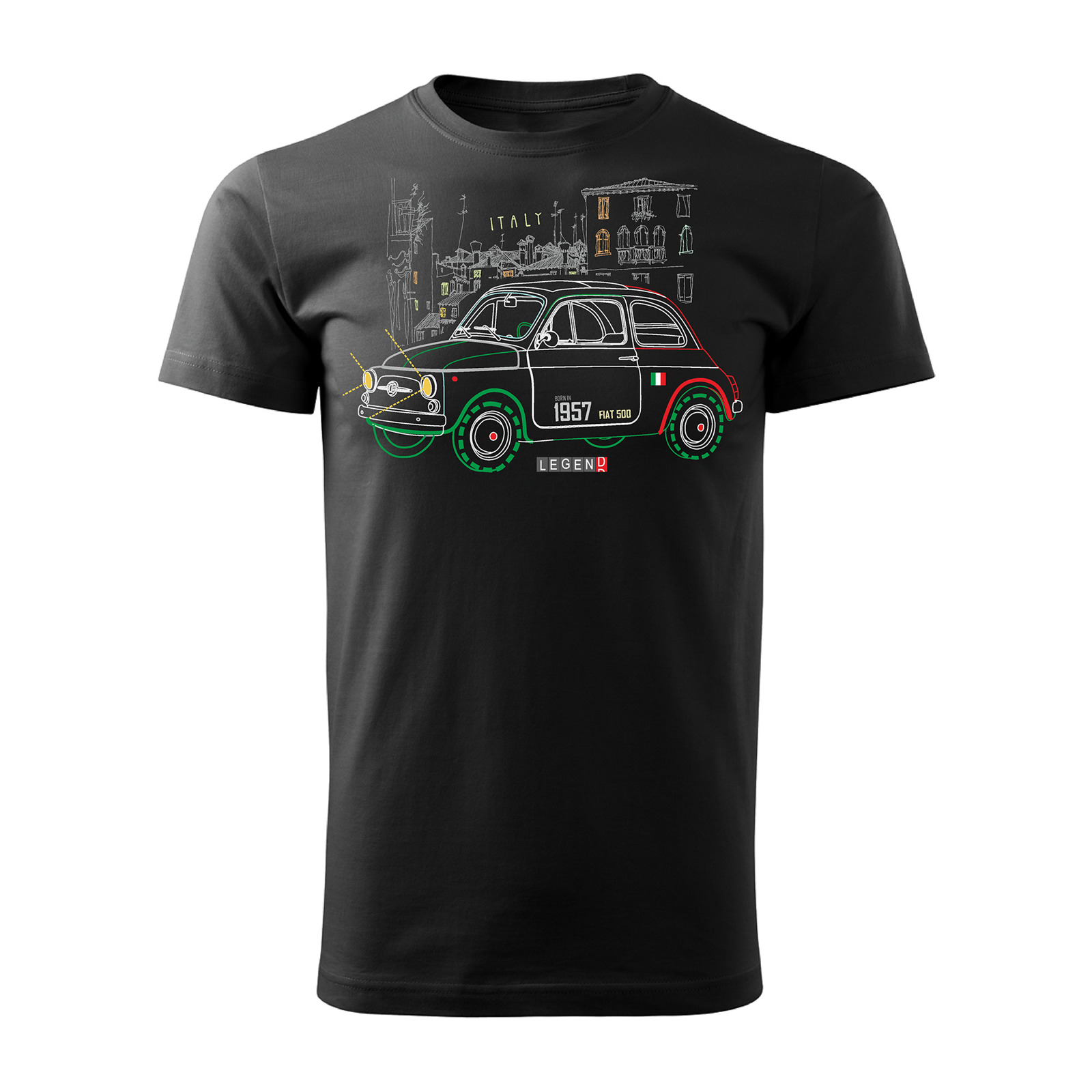 

Koszulka z samochodem Fiat 500 męska czarna