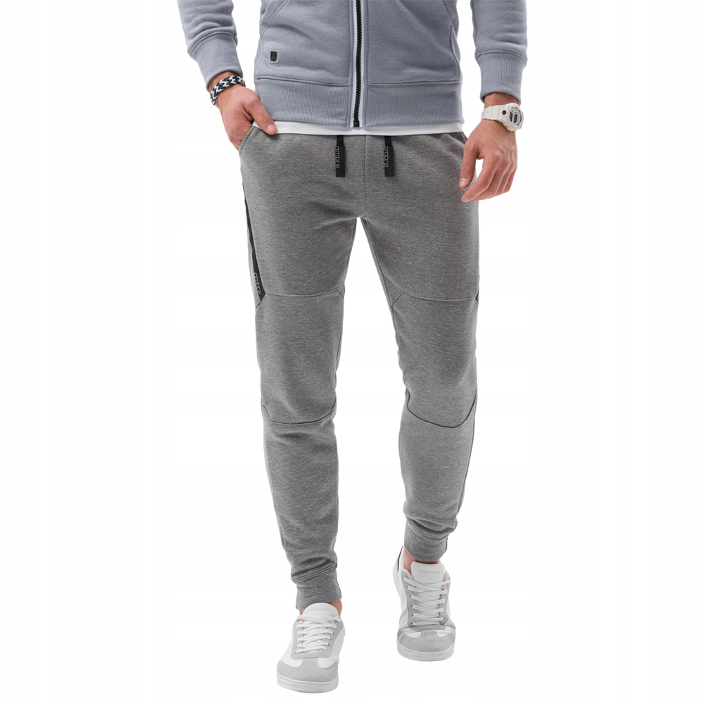 

Spodnie męskie dresowe joggery P919 szary m. L