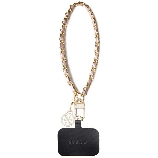 Guess GUOUCHSAMC4P Universal Hand Strap růžový/pink Saffiano Chain 4G Charm