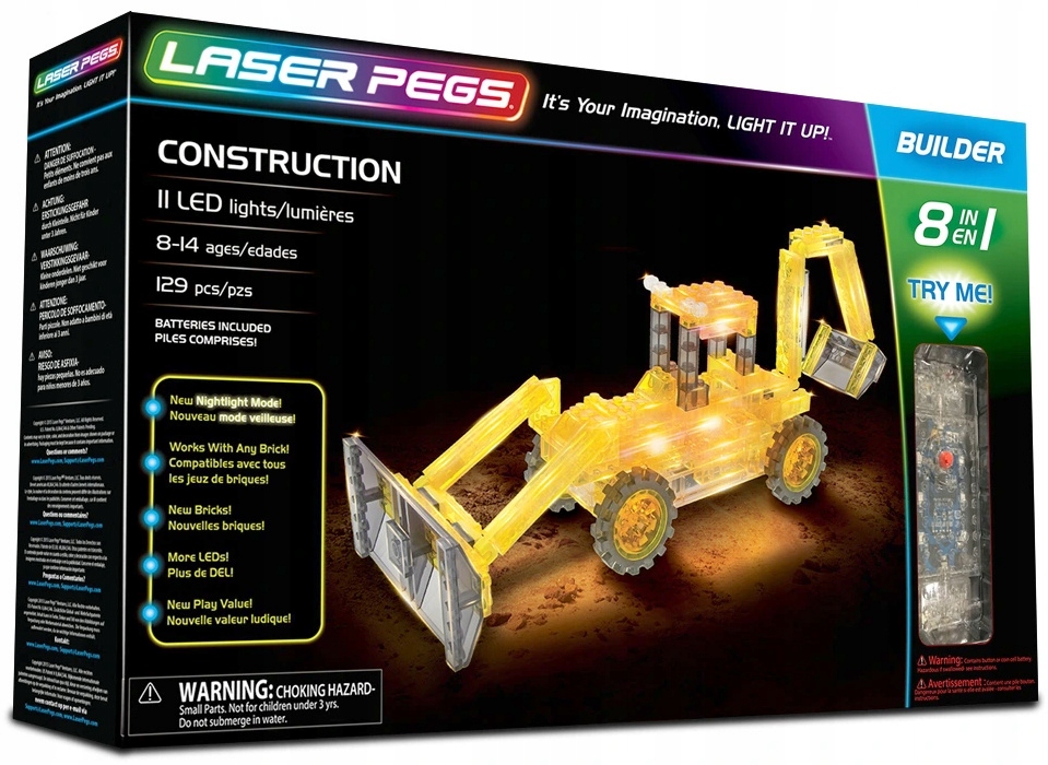 

Pojazdy Budowlane 8w1 Świecące Klocki Laser Pegs