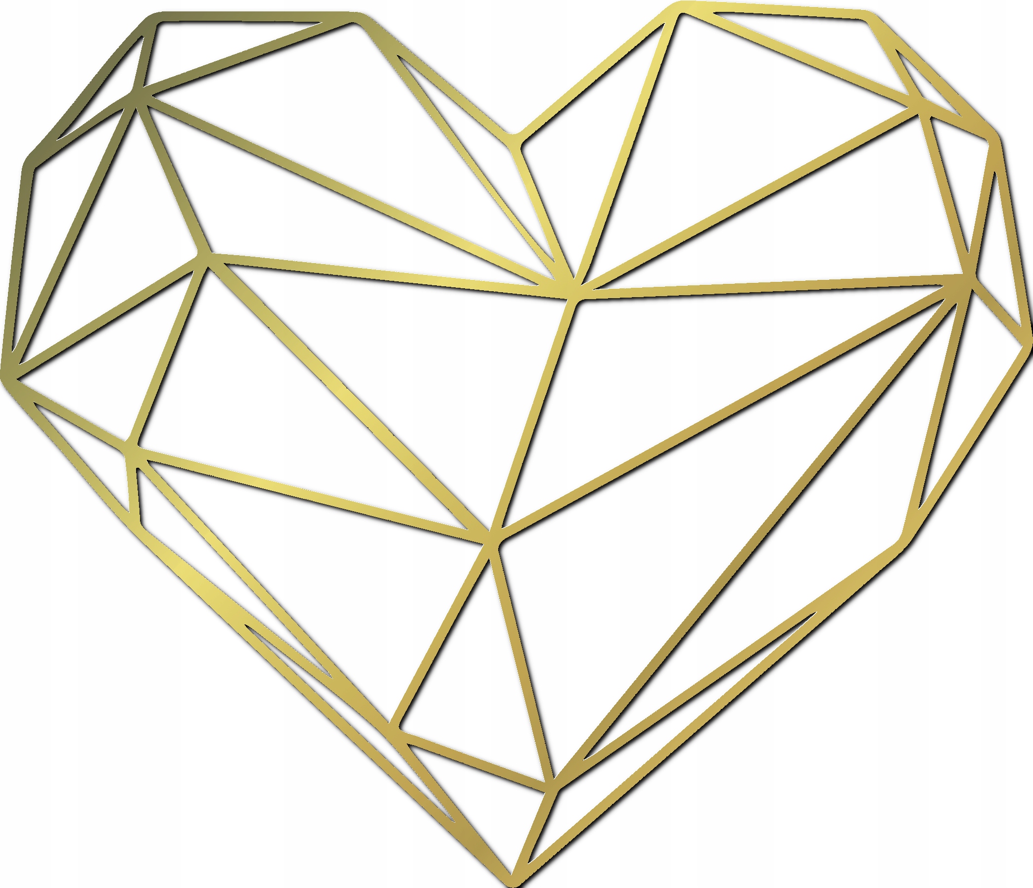 

Serce geometryczne na ścianę plexi lustro złote 3D