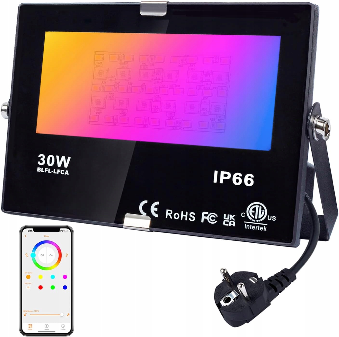 Reflektor Led Rgb Zmiana Koloru 30W Bluetooth Na Zewnątrz Dusktec Blfl-lfca