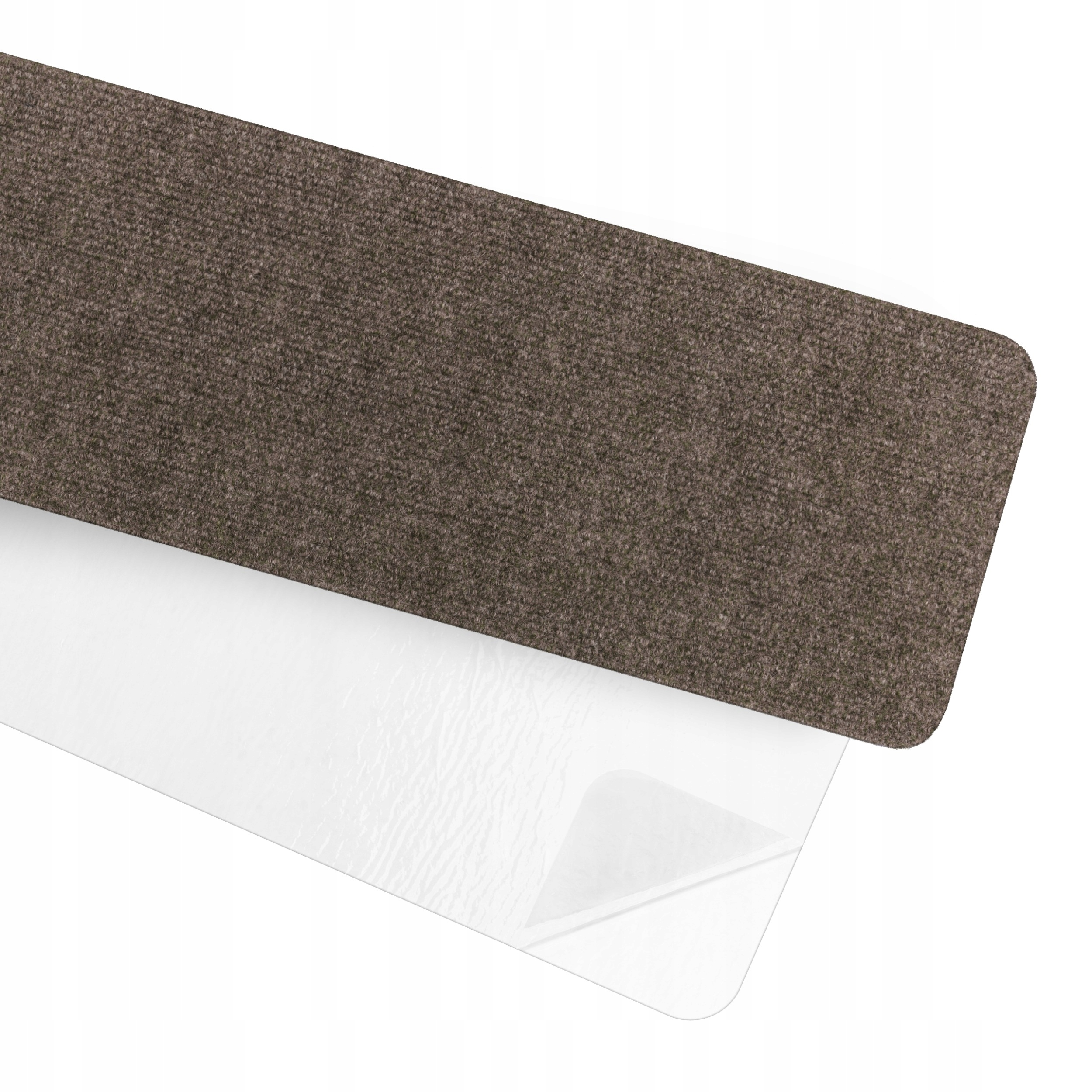 Schodišťový koberec samolepicí, protiskluzový, rovný 76 x 20 cm, hnědý, 15ks