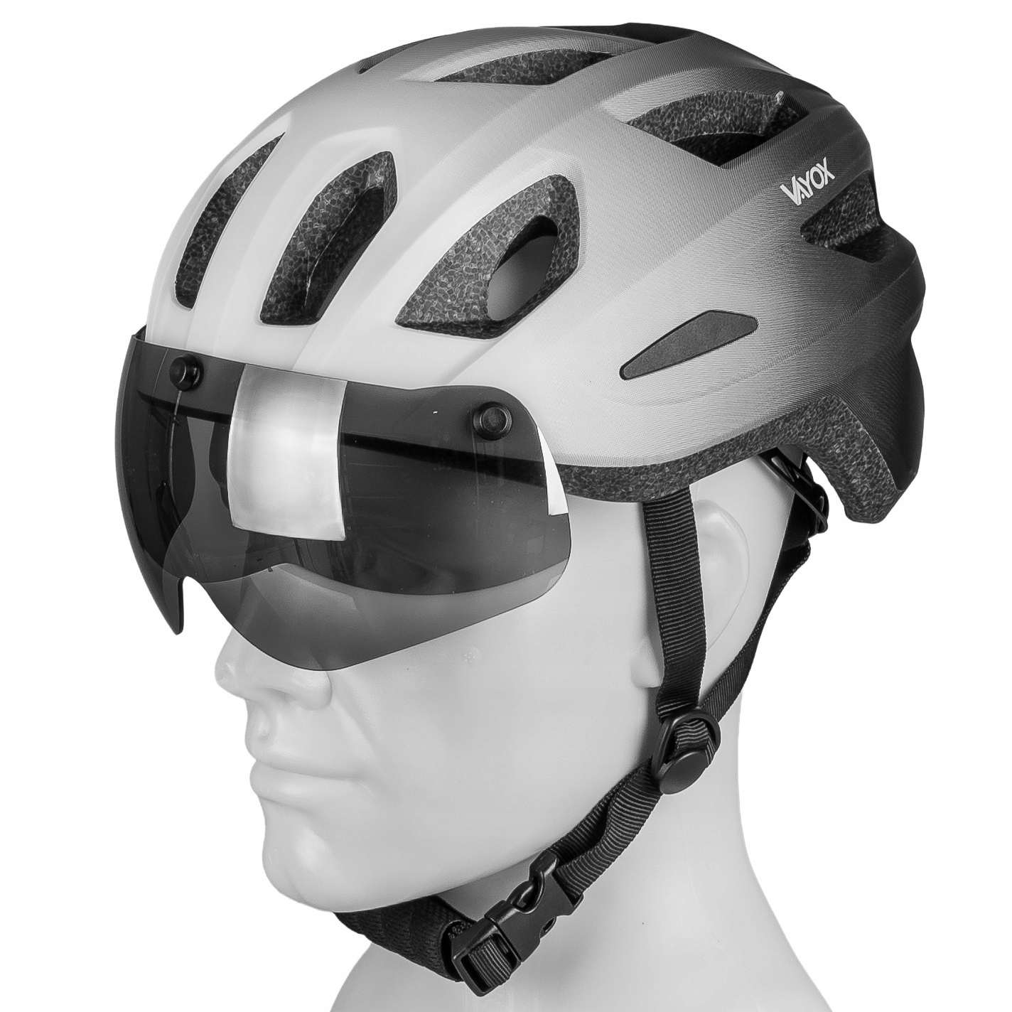 Cyklistická Přilba S Brýlemi A Zadním Světlem Mtb Matná Nastavitelná 58-61 cm Vayox