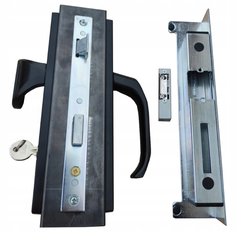 Zestaw Do Furtki 12v pochwyt klamka Kaseta 60x60 zamek komplet ogrodzenie