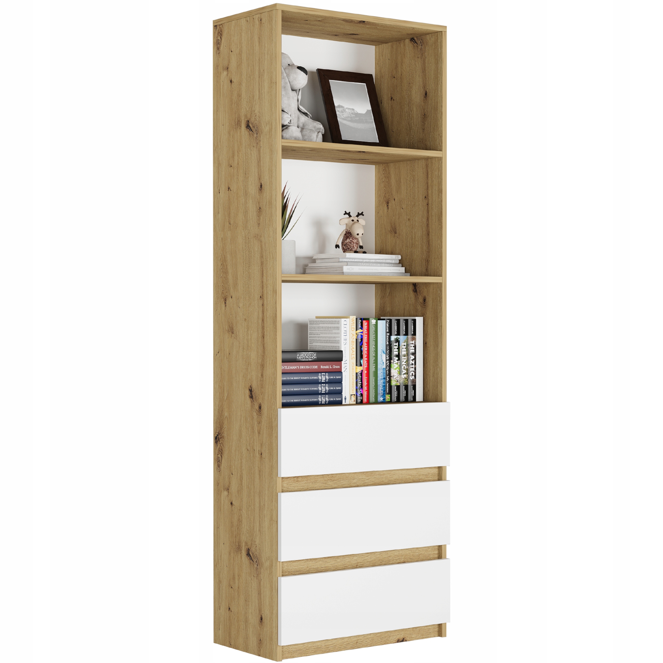 REGAŁ KSIĄŻKI BIUROWY 3 SZUFLADY 3 PÓŁKA B-3 ARTISAN MIX