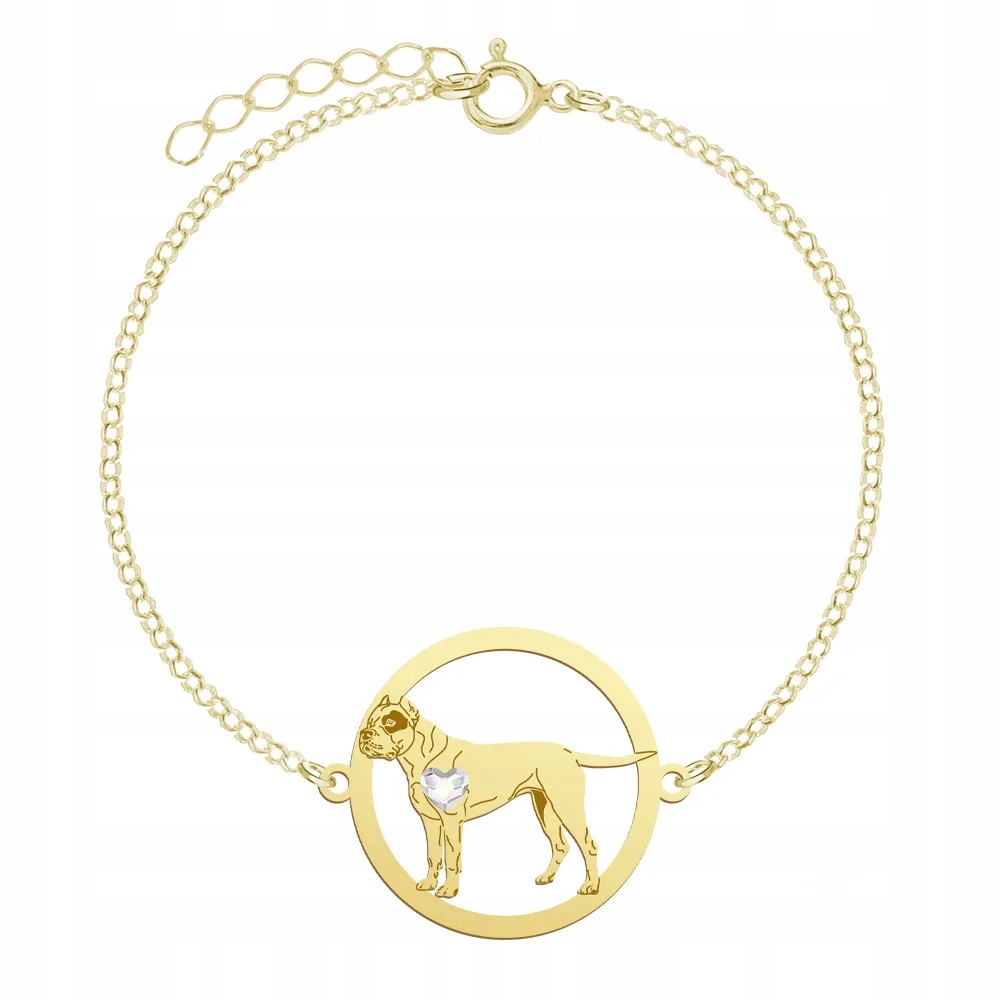Zlatý náramek s argentinským psem 925 Dárek Dedikace Gravírování Bonus