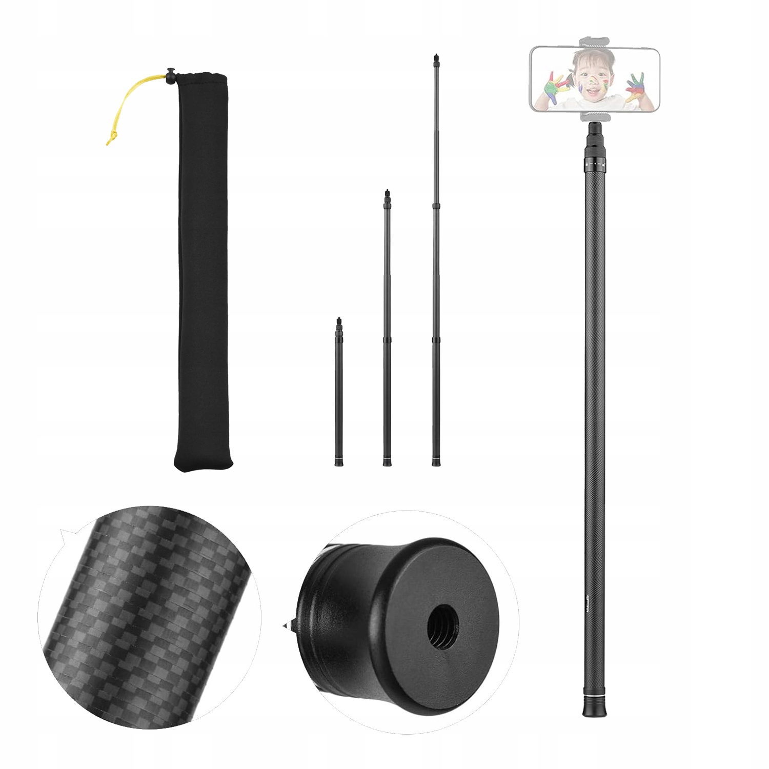 Selfiestick Nastavitelný 3 M S Otvorem Pro 1/4" Šroub Pro Kamery Gopro Insta Phone