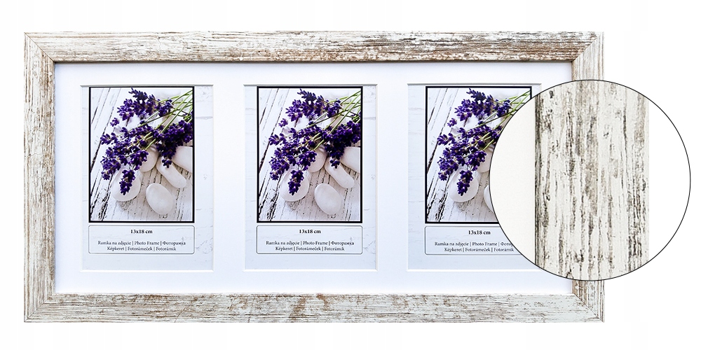 RAMKA NA 3 ZDJĘCIA 13x18 - RAMKI SOSNA BIELONA Stan opakowania oryginalne