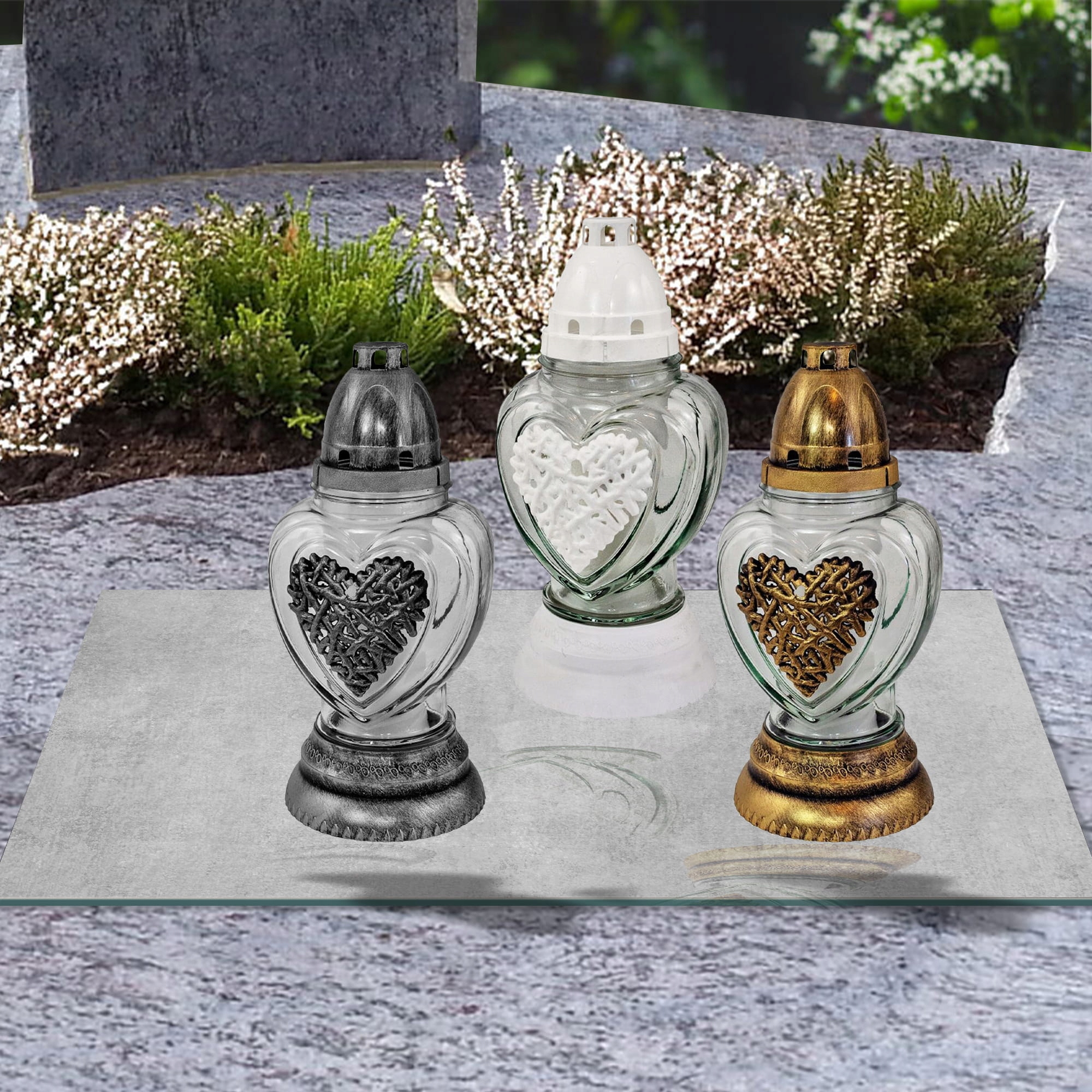 SZKLANA PODSTAWKA POD ZNICZE 60x20cm Beton 130c Materiał szkło hartowane