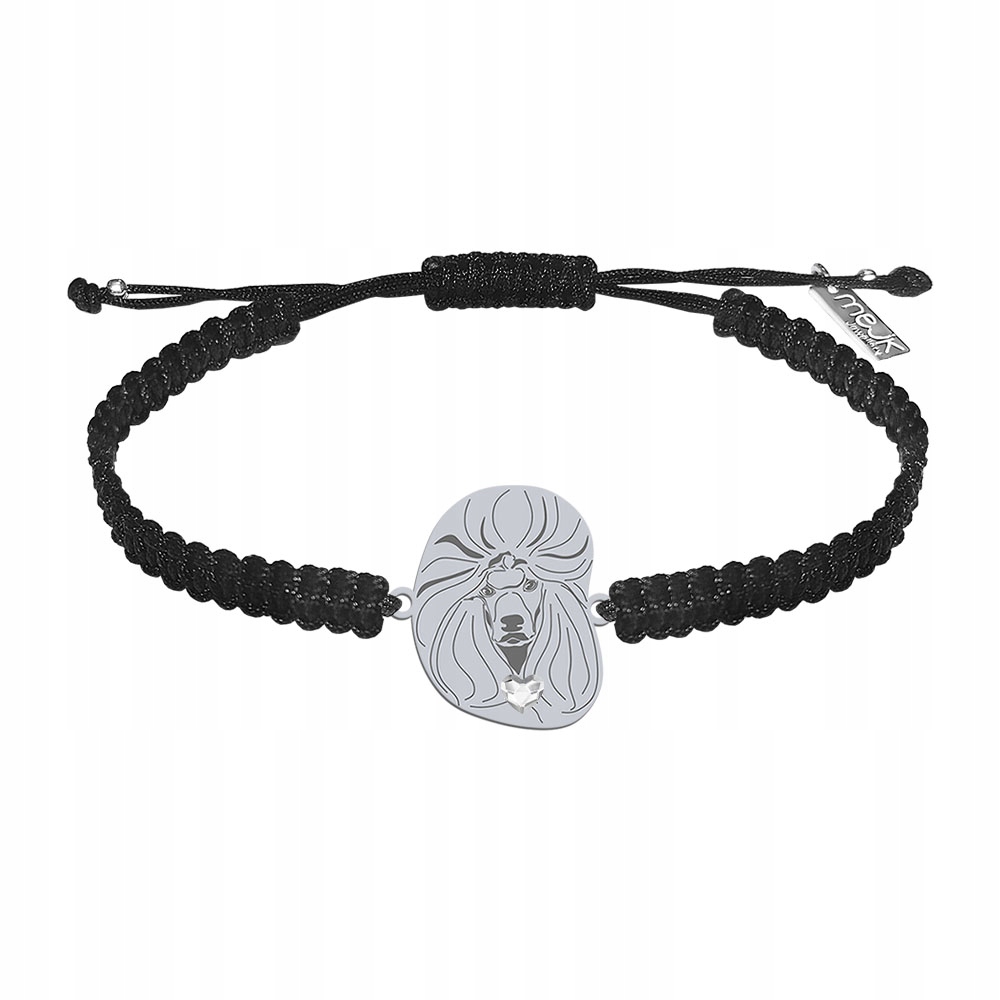 Stříbrný náramek s pejskem Pudl 925 Makramé Žena Dárek Gravírování Bonus