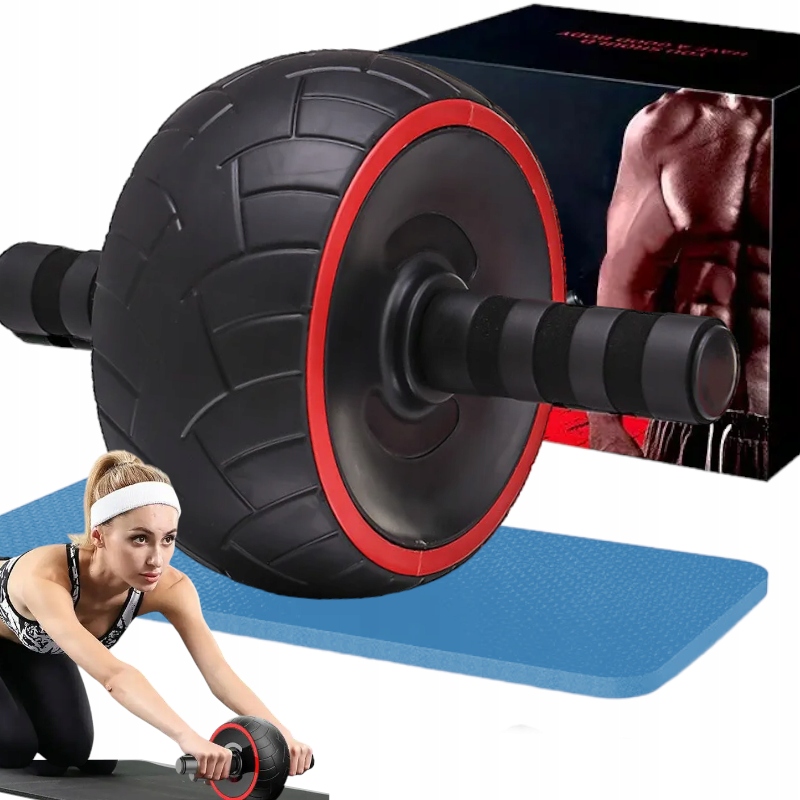 Kółko Roller Do Ćwiczeń Mięśni Brzucha Ab Wheel Koło Z Rączkami Mini Mata-Zdjęcie-0