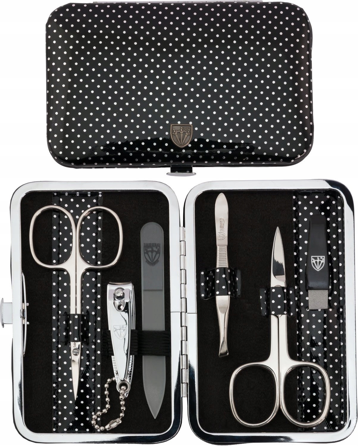 Drei Schwerter Sada manikúry s puntíky Černá Pouzdro