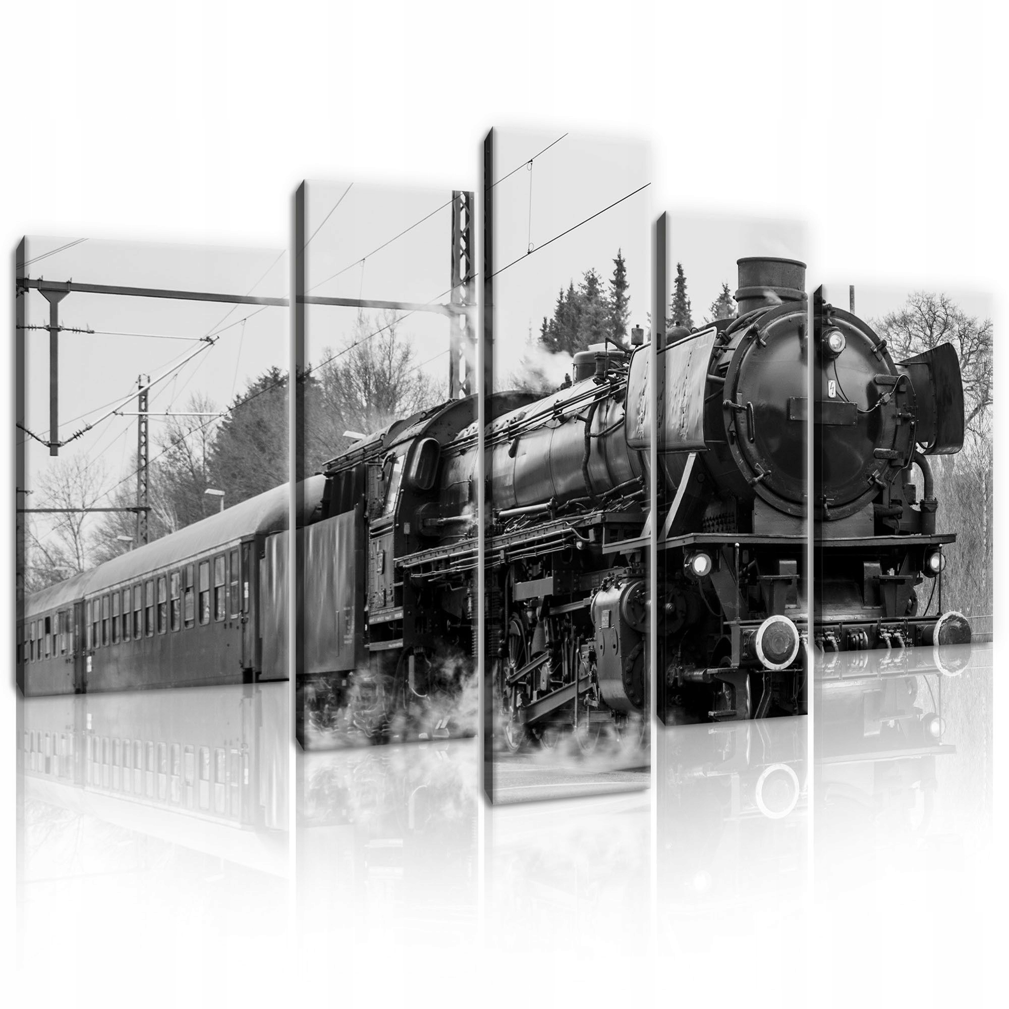 Obraz 170x100 Parovoz vlak černobílý retro lokomotiva pár
