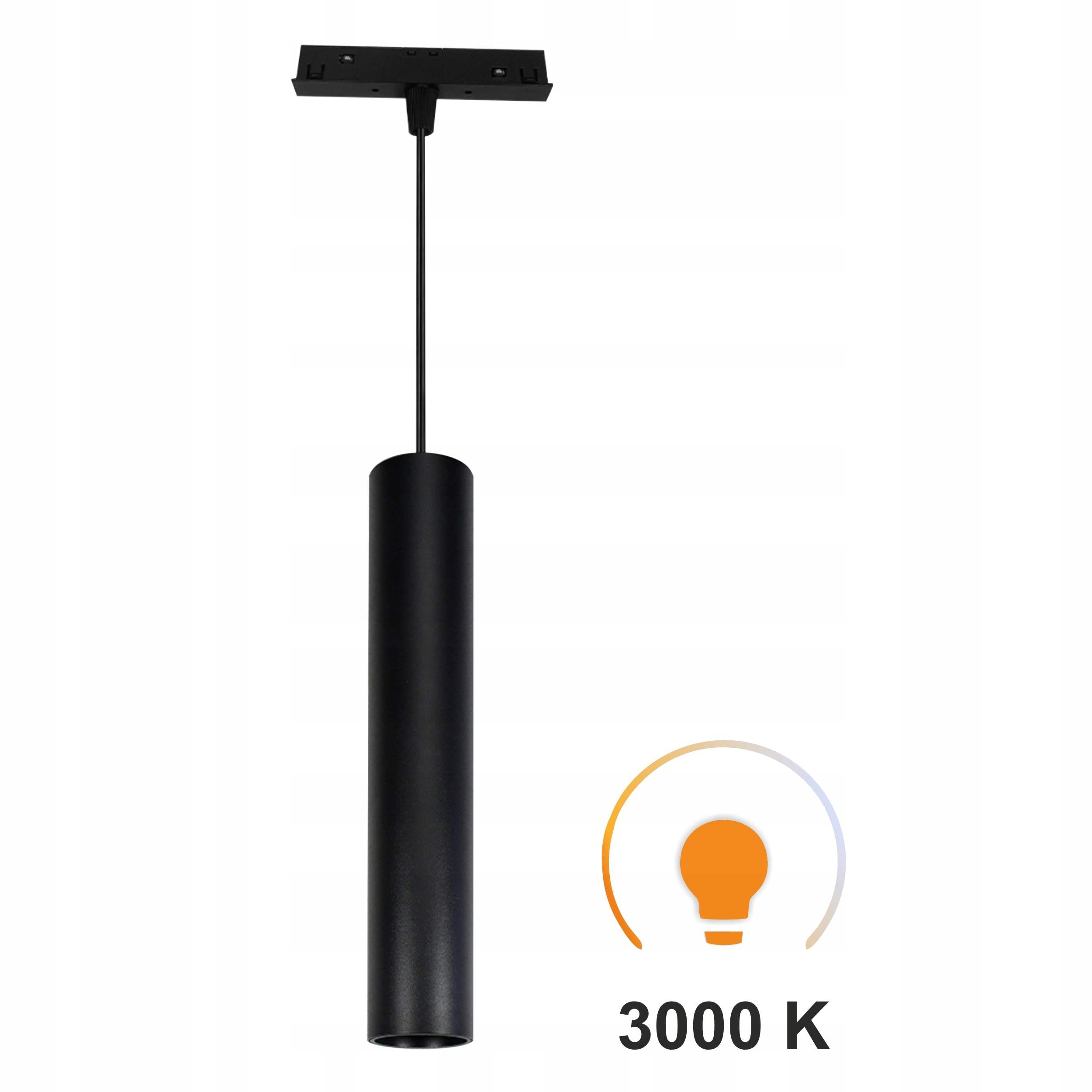 Závěsná Led lampa Tuba Černá 10W 3000K Teplá pro kolejnice Smart Track 48VDC