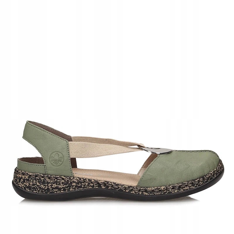 Sandały damskie Rieker 46361-52 zielone wsuwane skórzane
