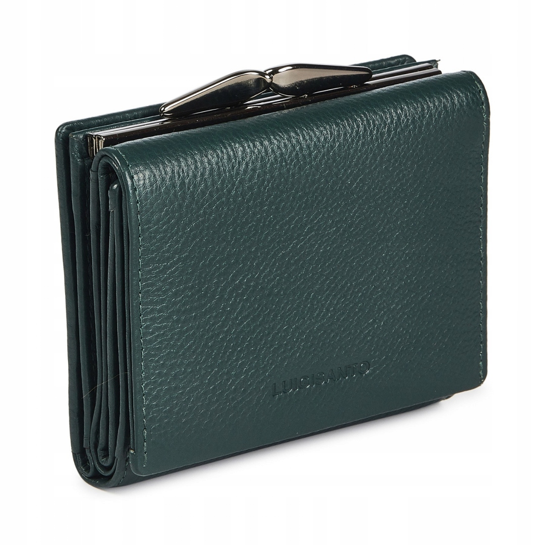 Dámská peněženka Zelená Matná Přírodní kůže Prostorná Peněženka Podlouhlá