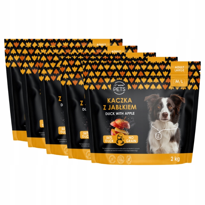 Levně Suché krmivo pro psy kachna s jablkem M/L sada 5 sáčků po 2 kg