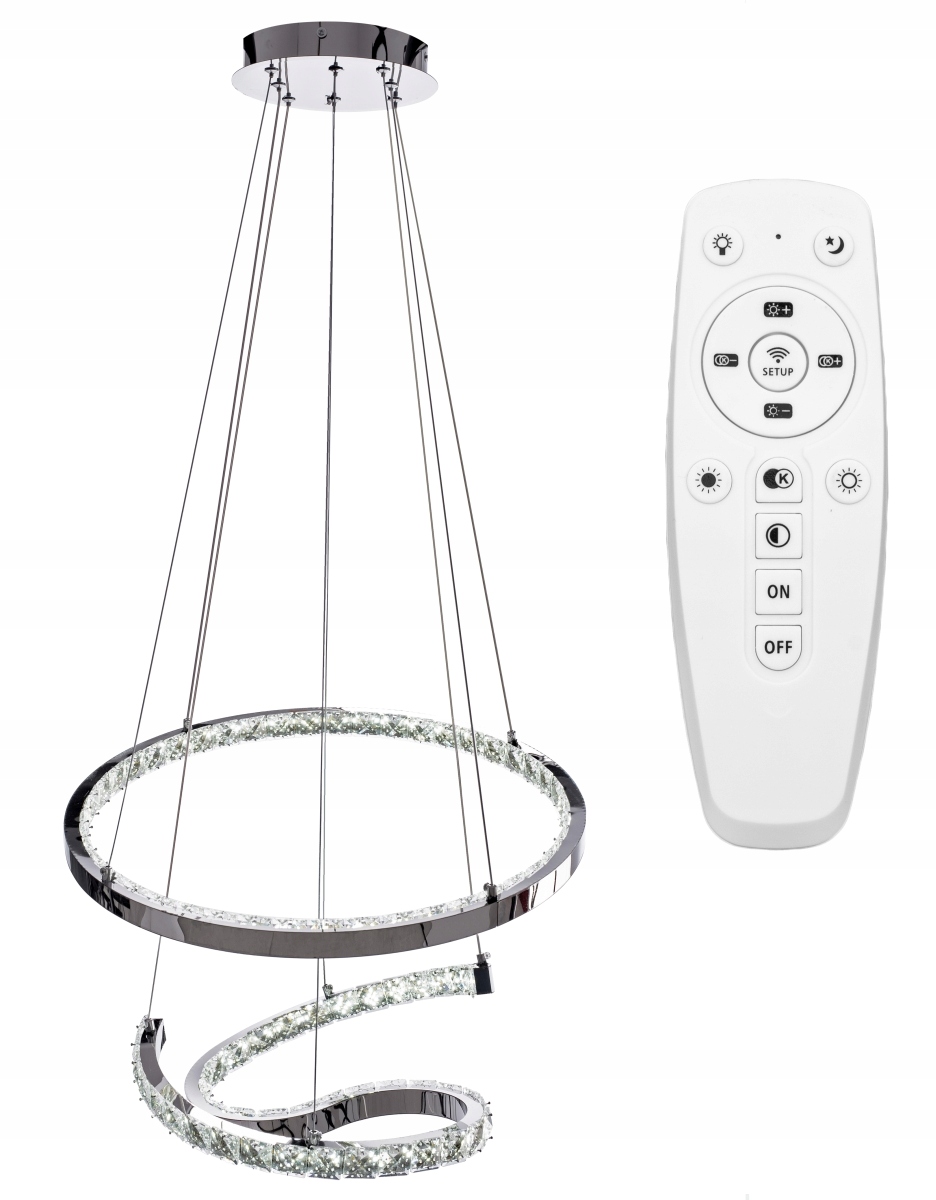 

Lampa Kryształowa Sufitowa Krąg Taśma Chrom Szkło