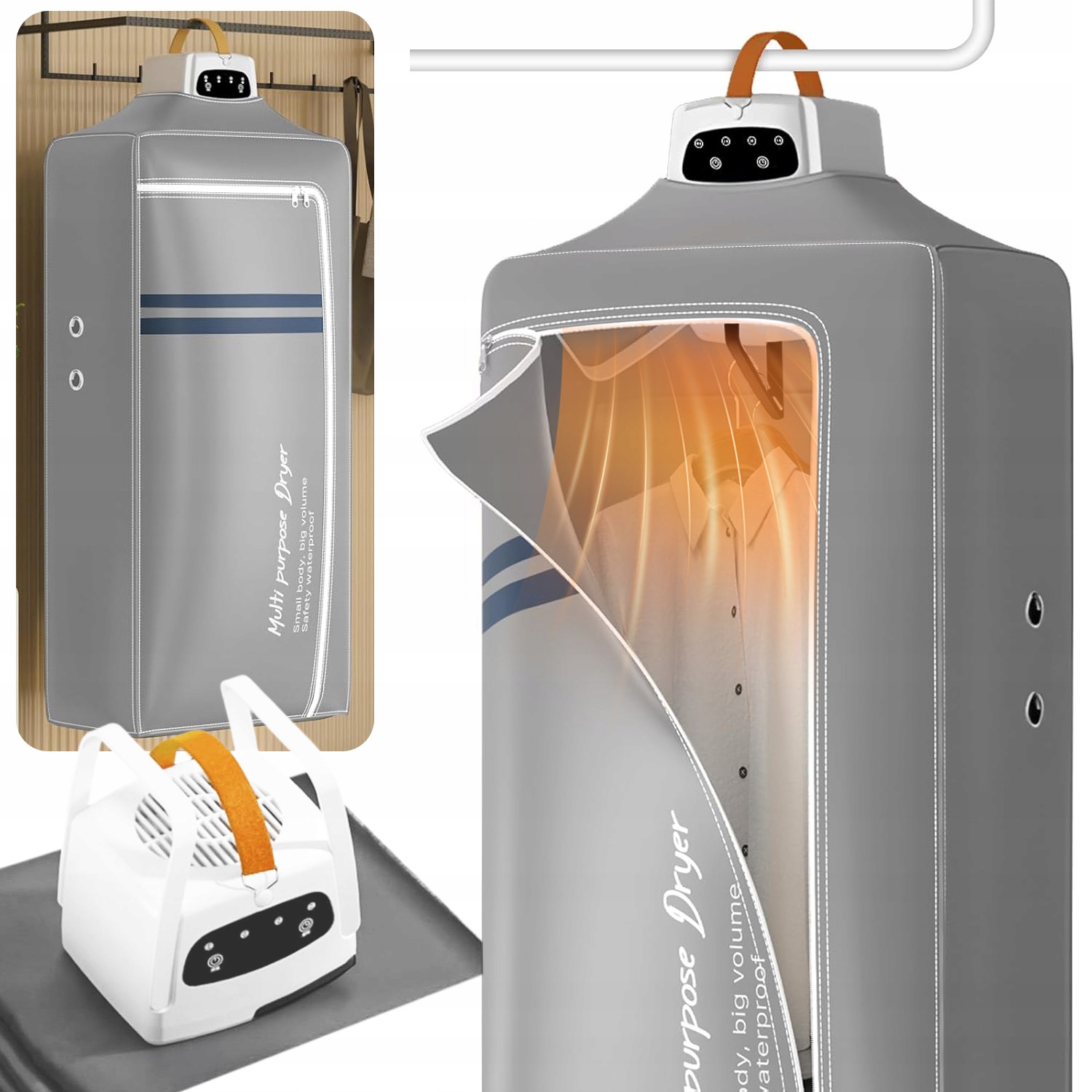 Levně Sušák Na Prádlo 600W Skládací Elektrická Turistická S Časovačem 1-4 Hodiny