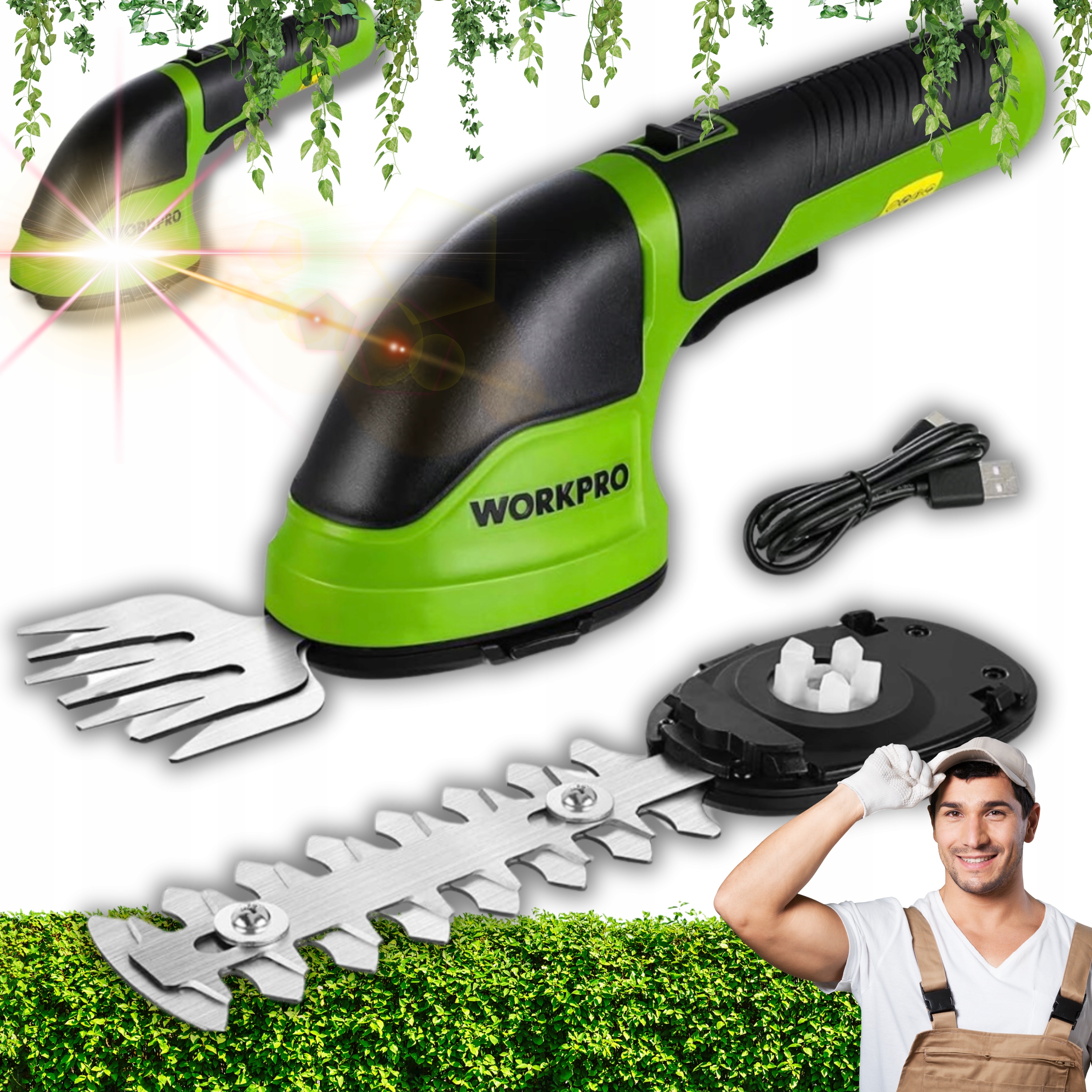 Akumulátorové Zahradní nůžky Nože Zahradní nůžky Na Trávy Keřů Živého Plotu Zesta