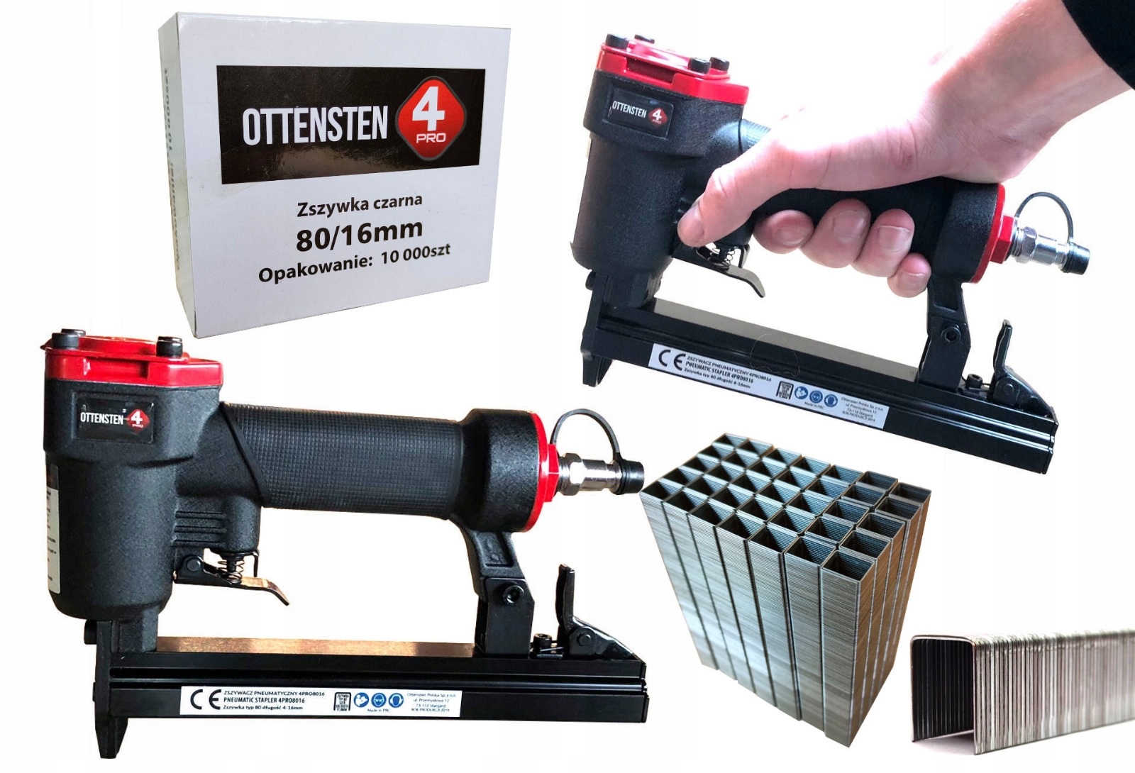 Zszywacz pneumatyczny 4-16mm 4PRO8016 zszywki tapicerskie 80/16mm 10tys