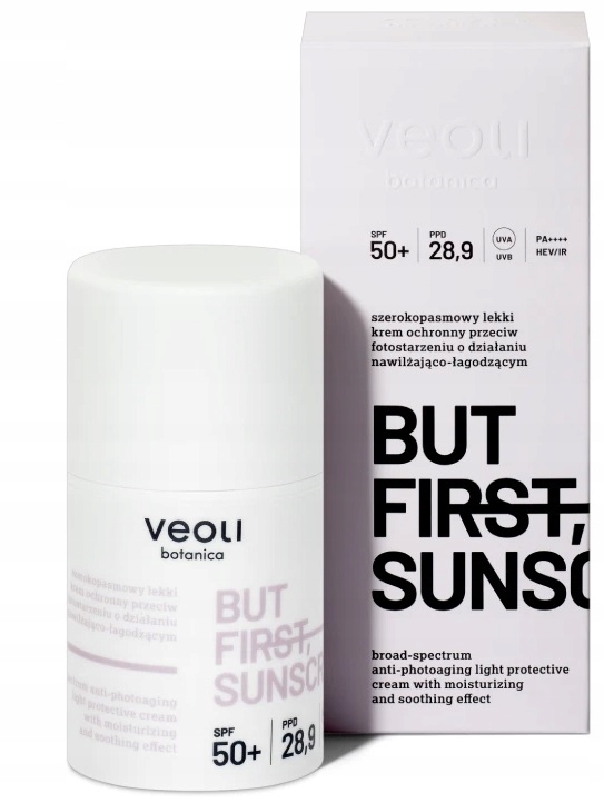 Veoli But First Sunscreen lekki krem Spf 50 do twarzy ochronny Uv