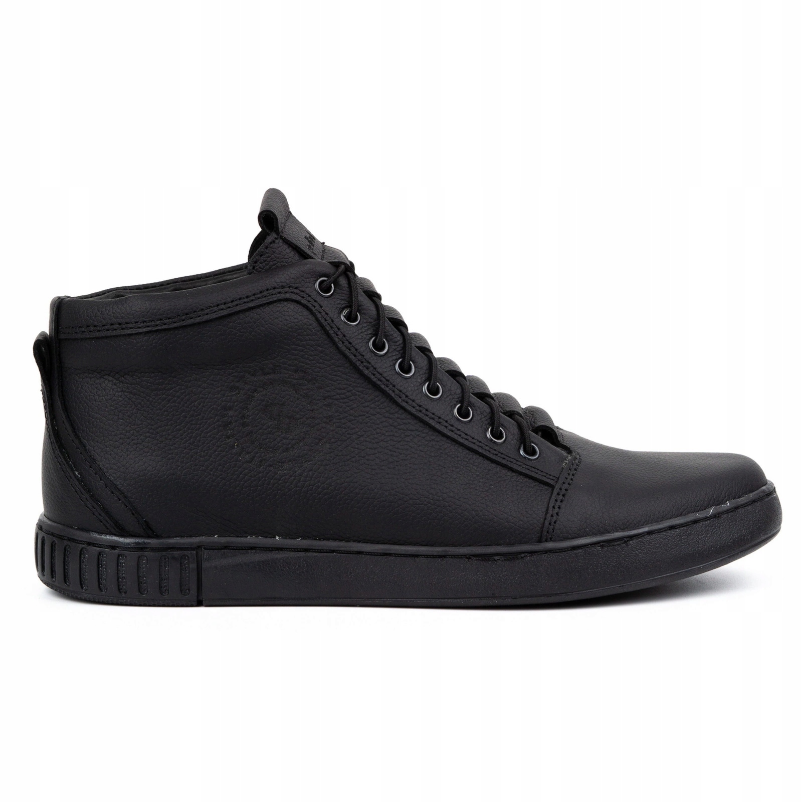 Buty męskie skórzane sneakersy za kostkę Polskie 2122 czarne 44